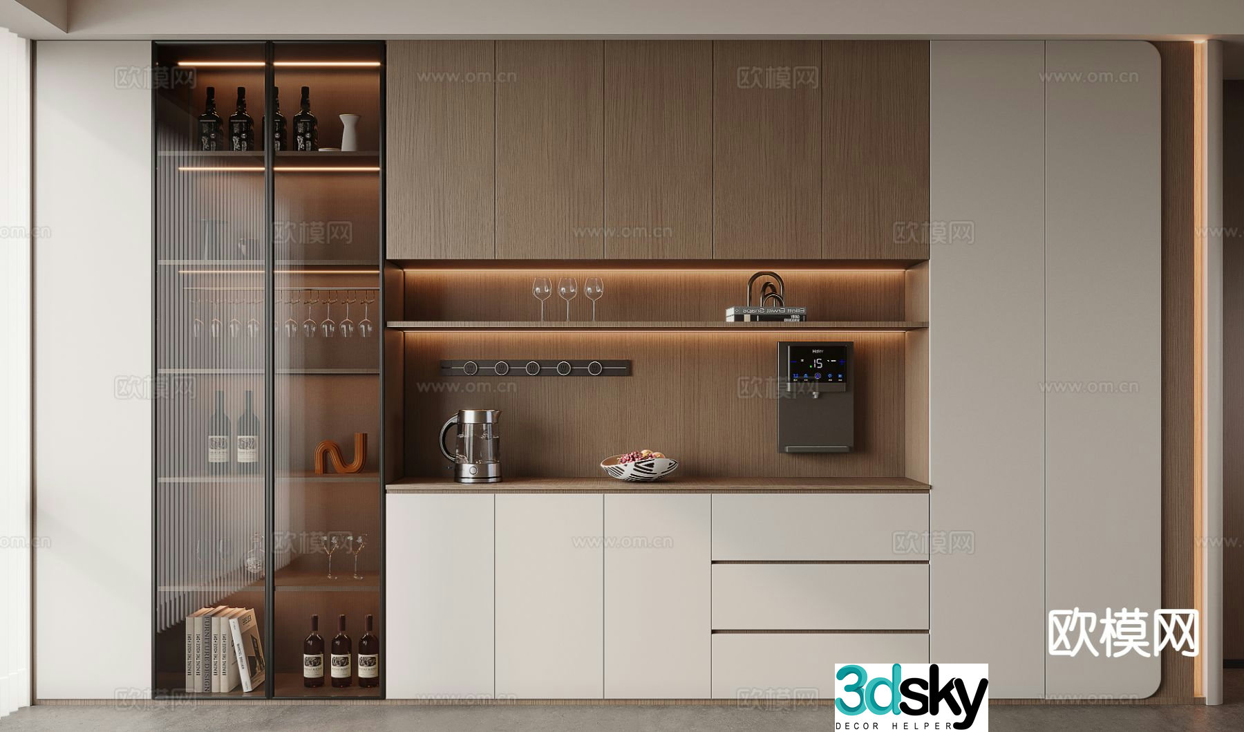Italian wine cabinet sideboard 3d model