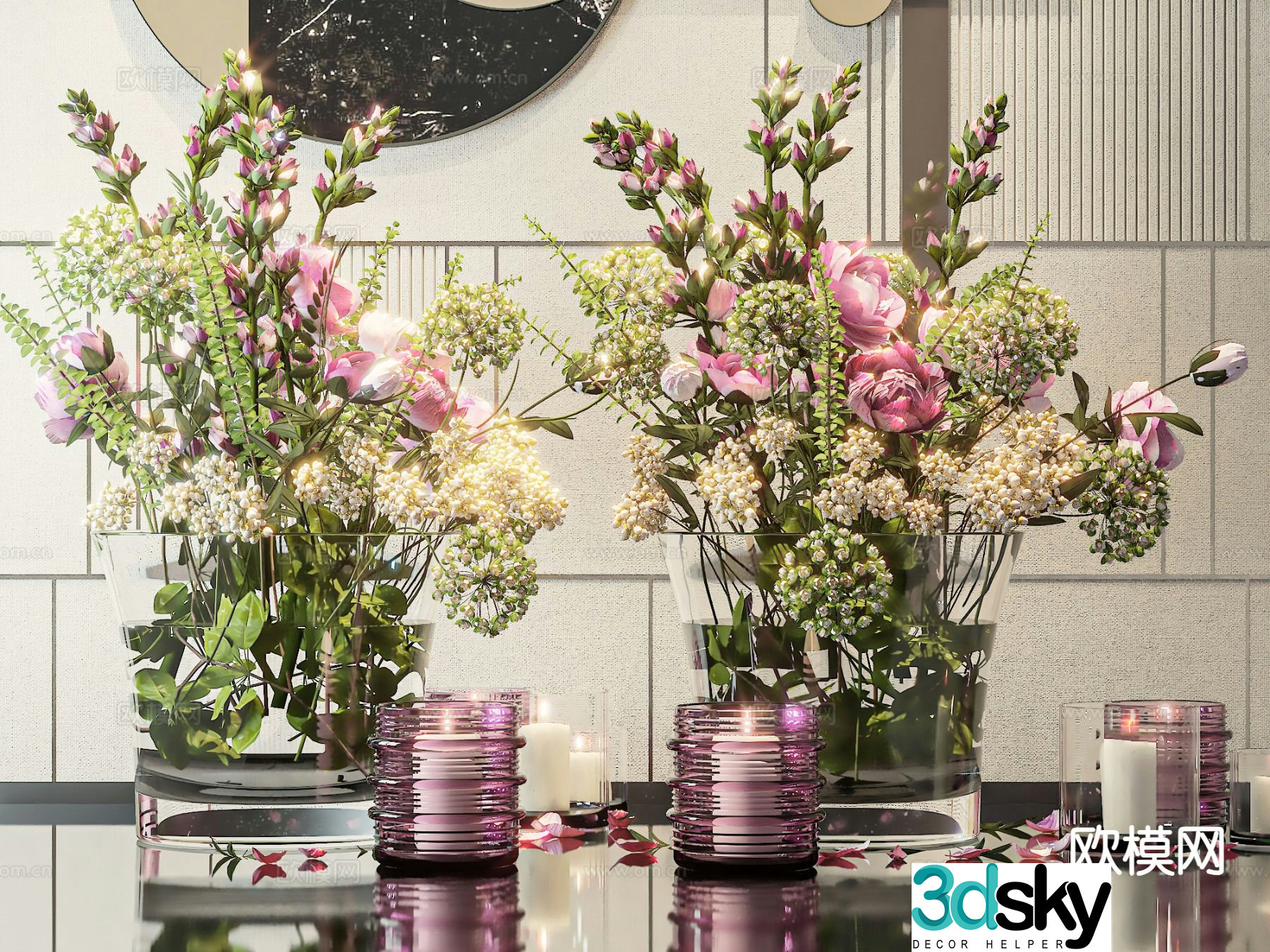 vase floral arrangement flower arrangement flowers 3d model