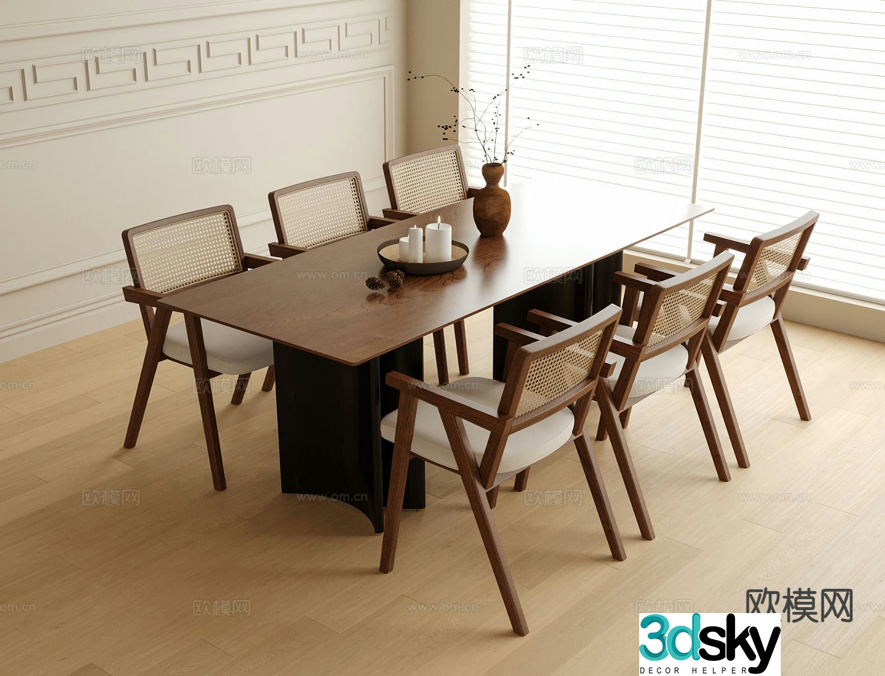 Medieval style dining table and chairs bar dining table 3D model