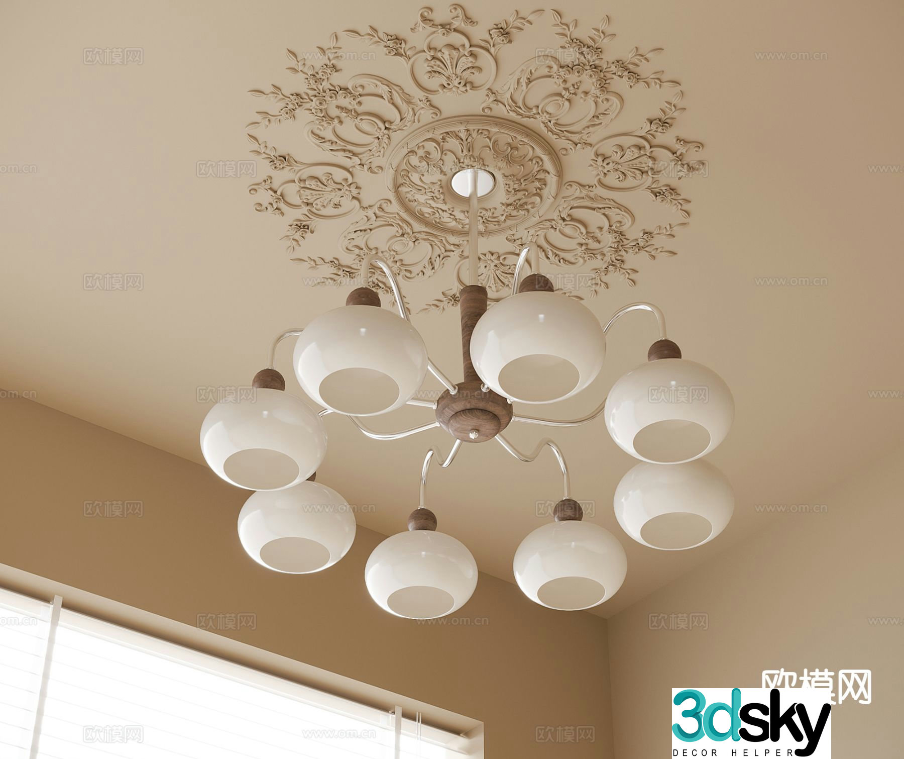 Medieval style chandelier multi-head chandelier 3D model