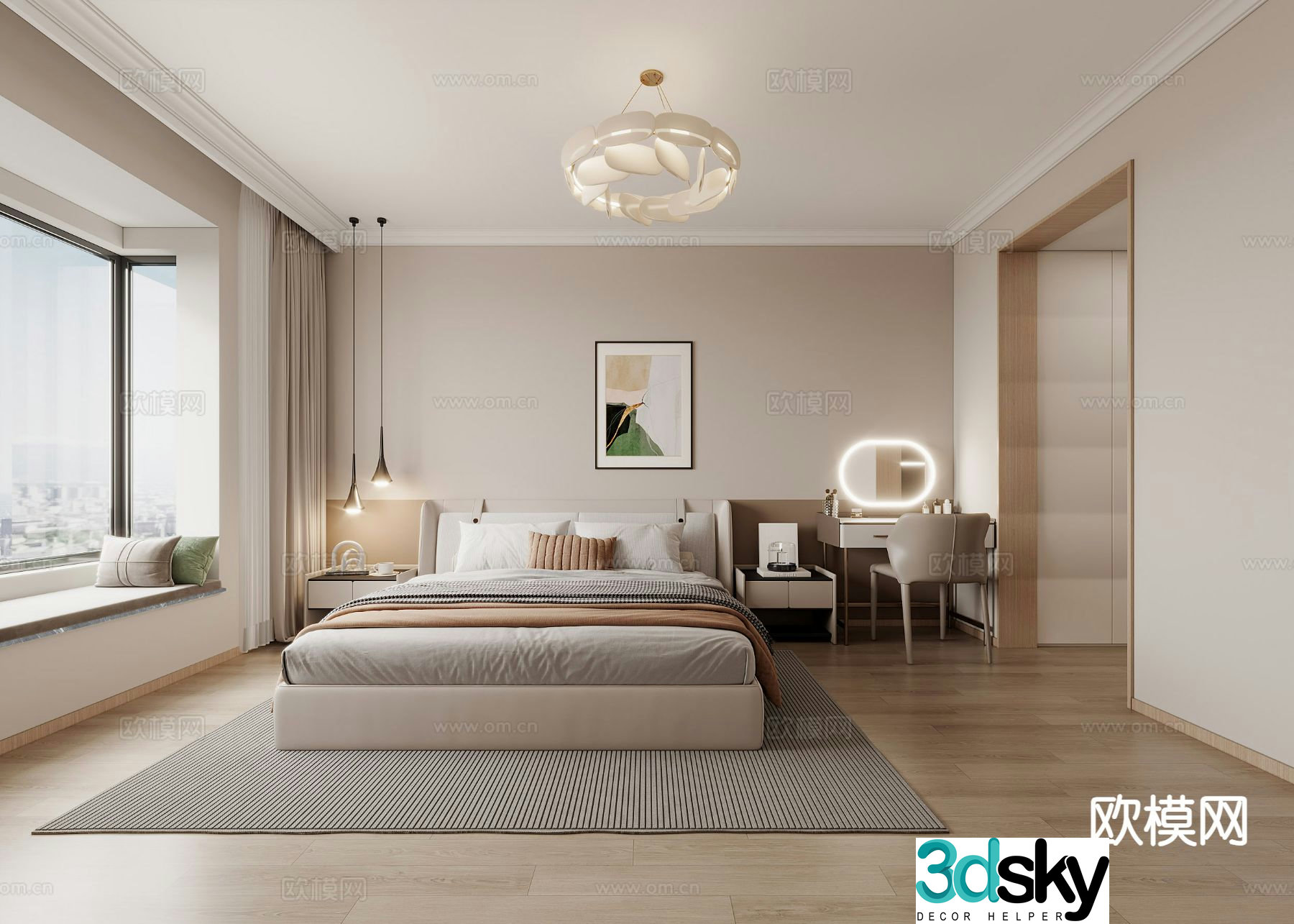 Modern bedroom master bedroom 3d model