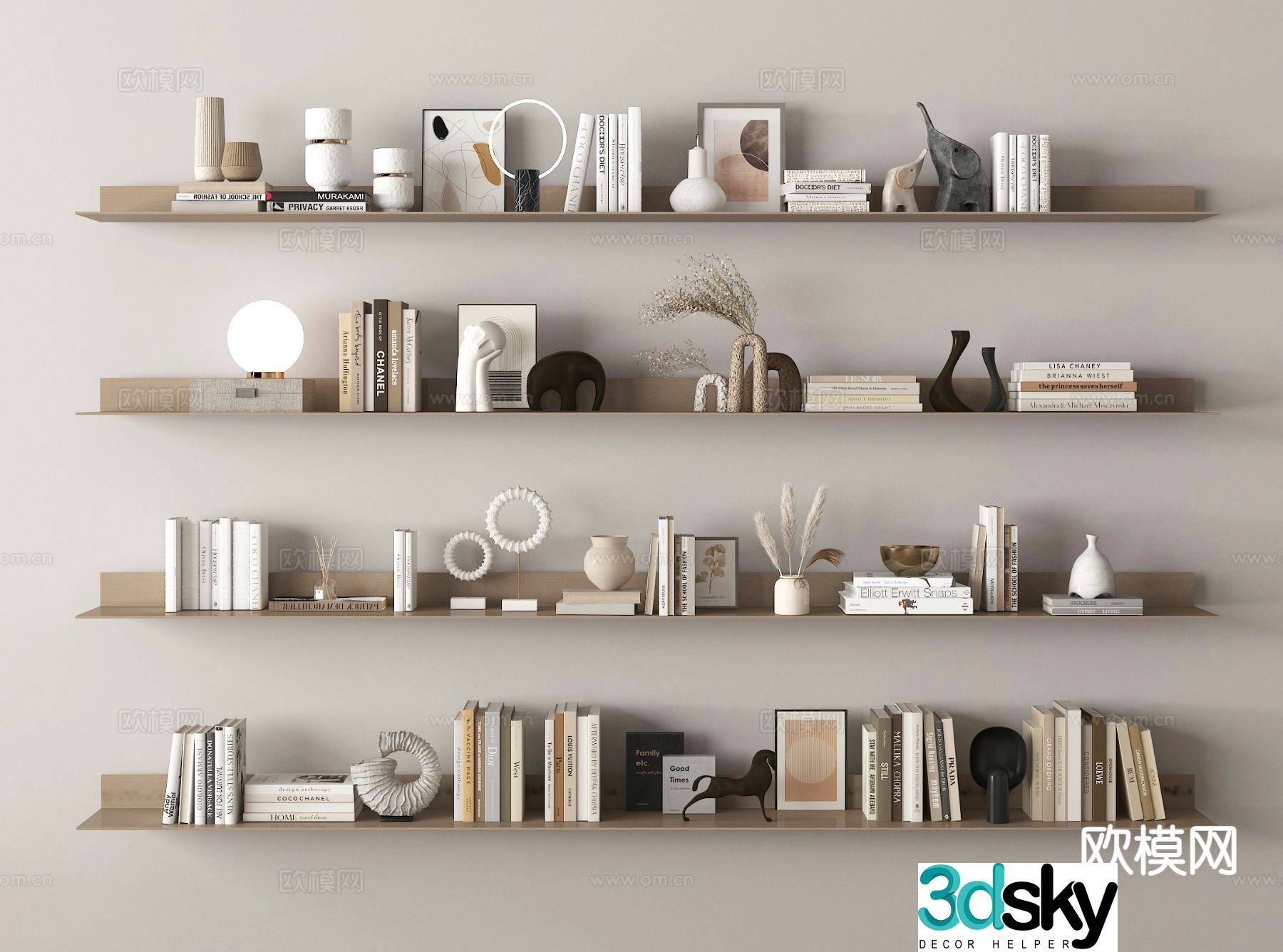 Modern decorative ornaments books vase 3d model