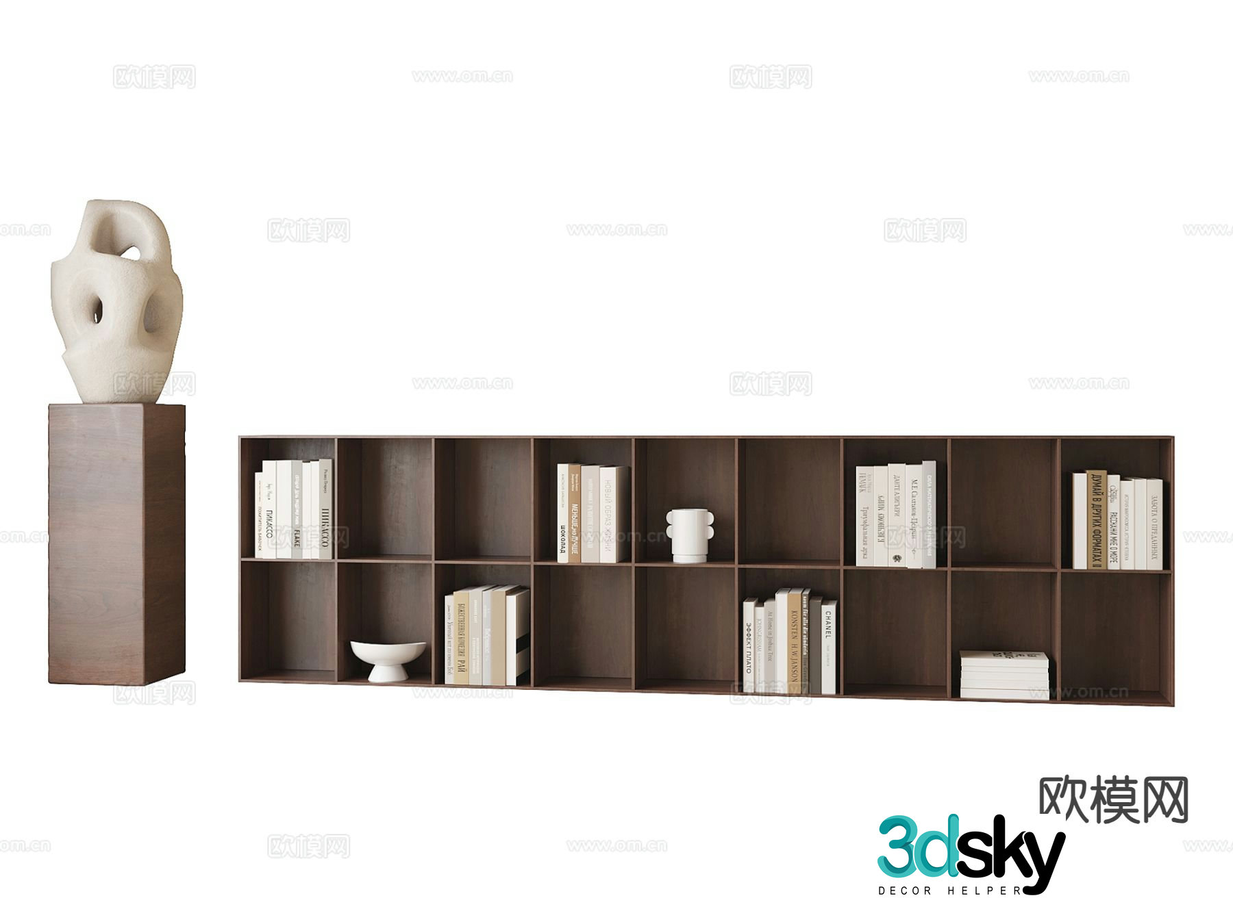 Medieval style bookcase low cabinet 3d model