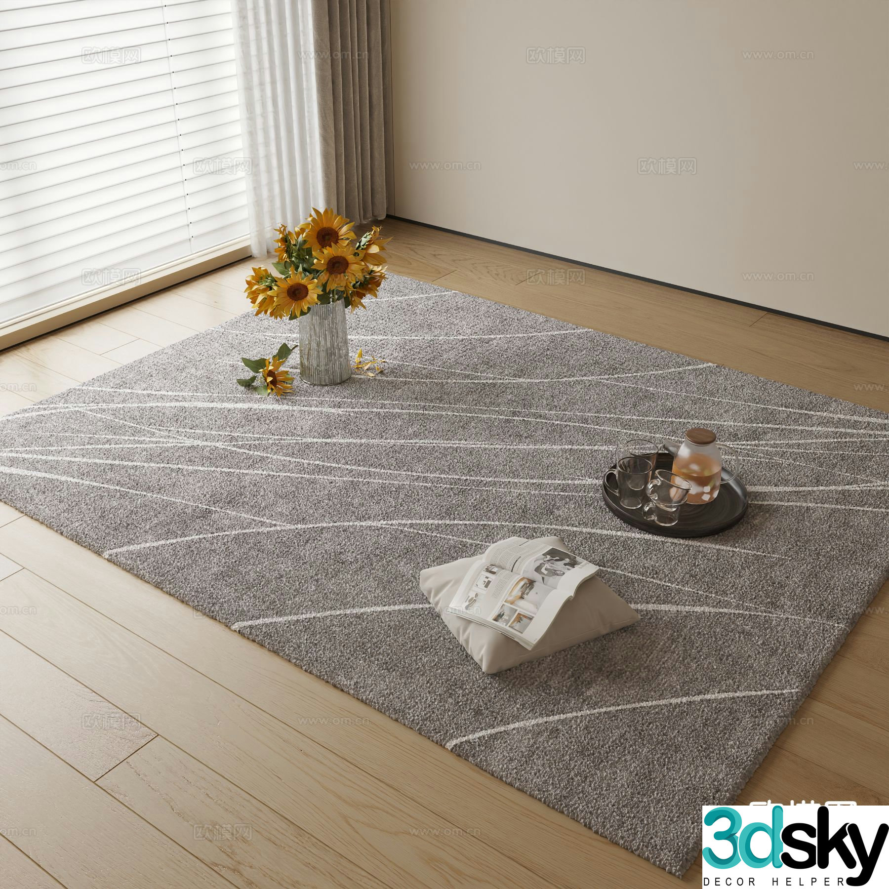 Modern carpet square rug 3d model