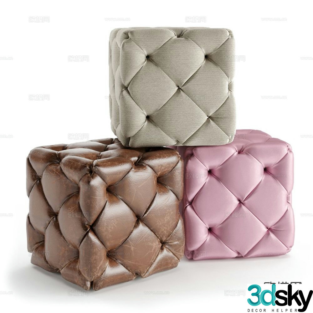 Chester stool sofa stool low stool square stool 3d model