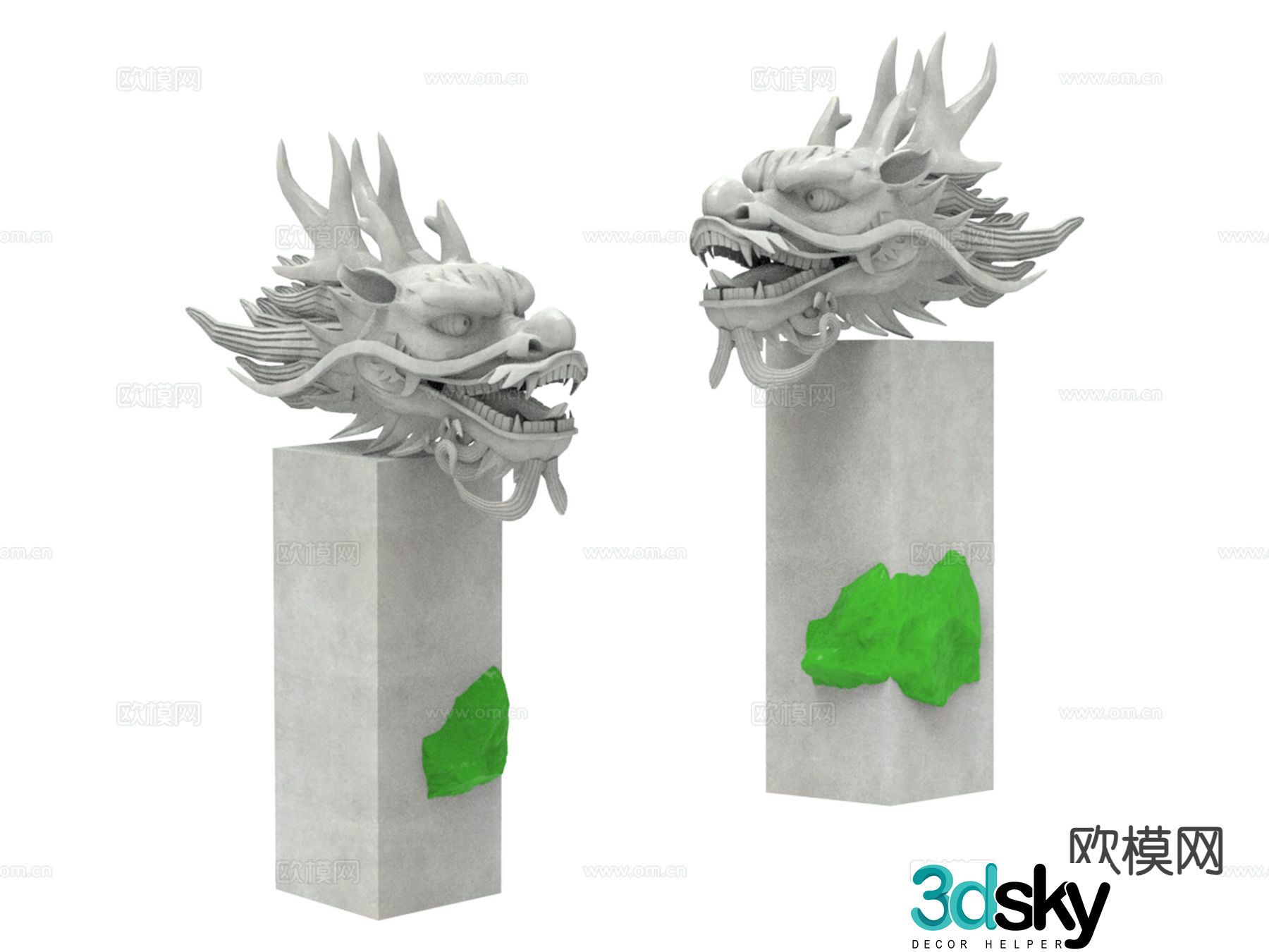 Dragon head sculpture Shenlong ornaments 3D model