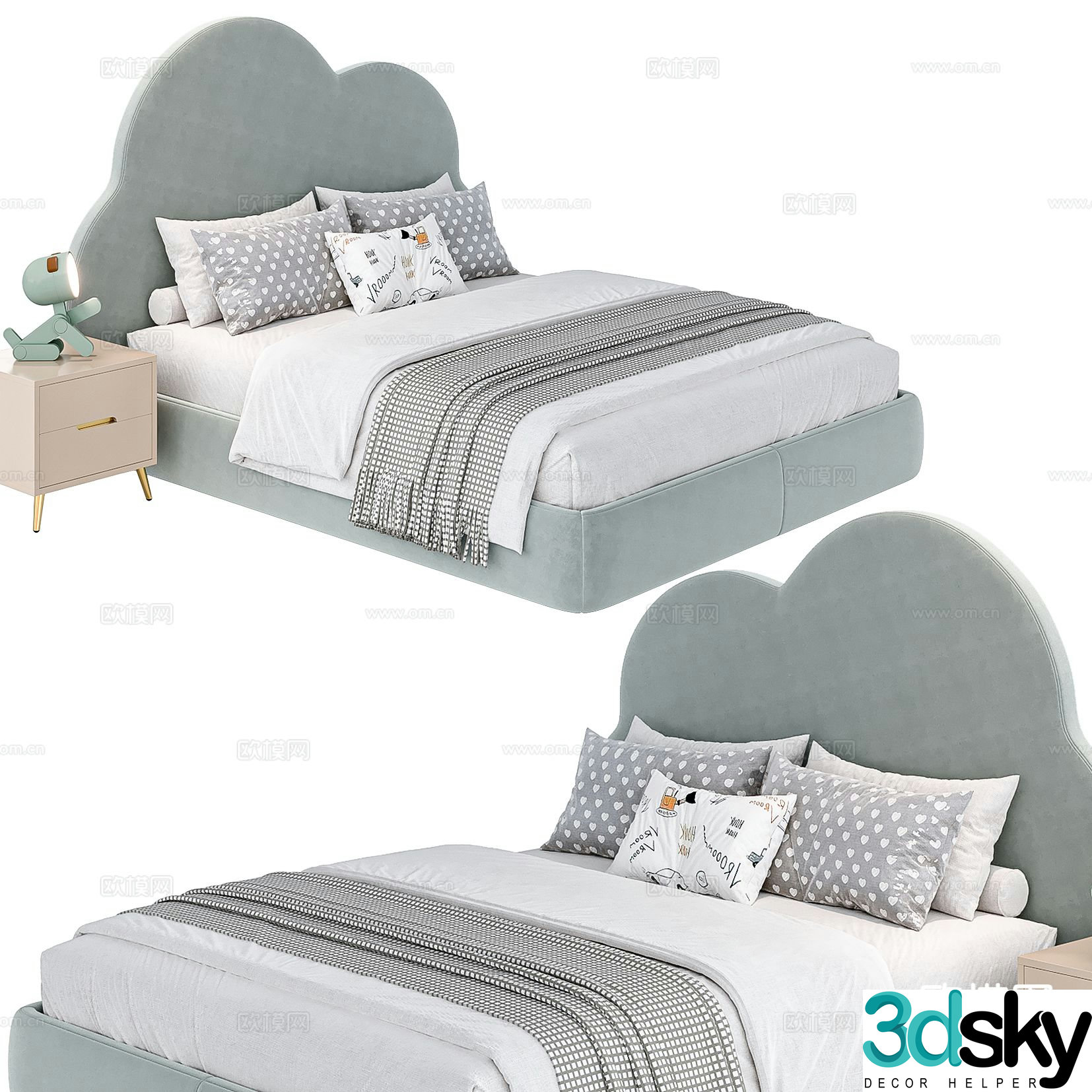 Modern children’s bed single bed 3d model