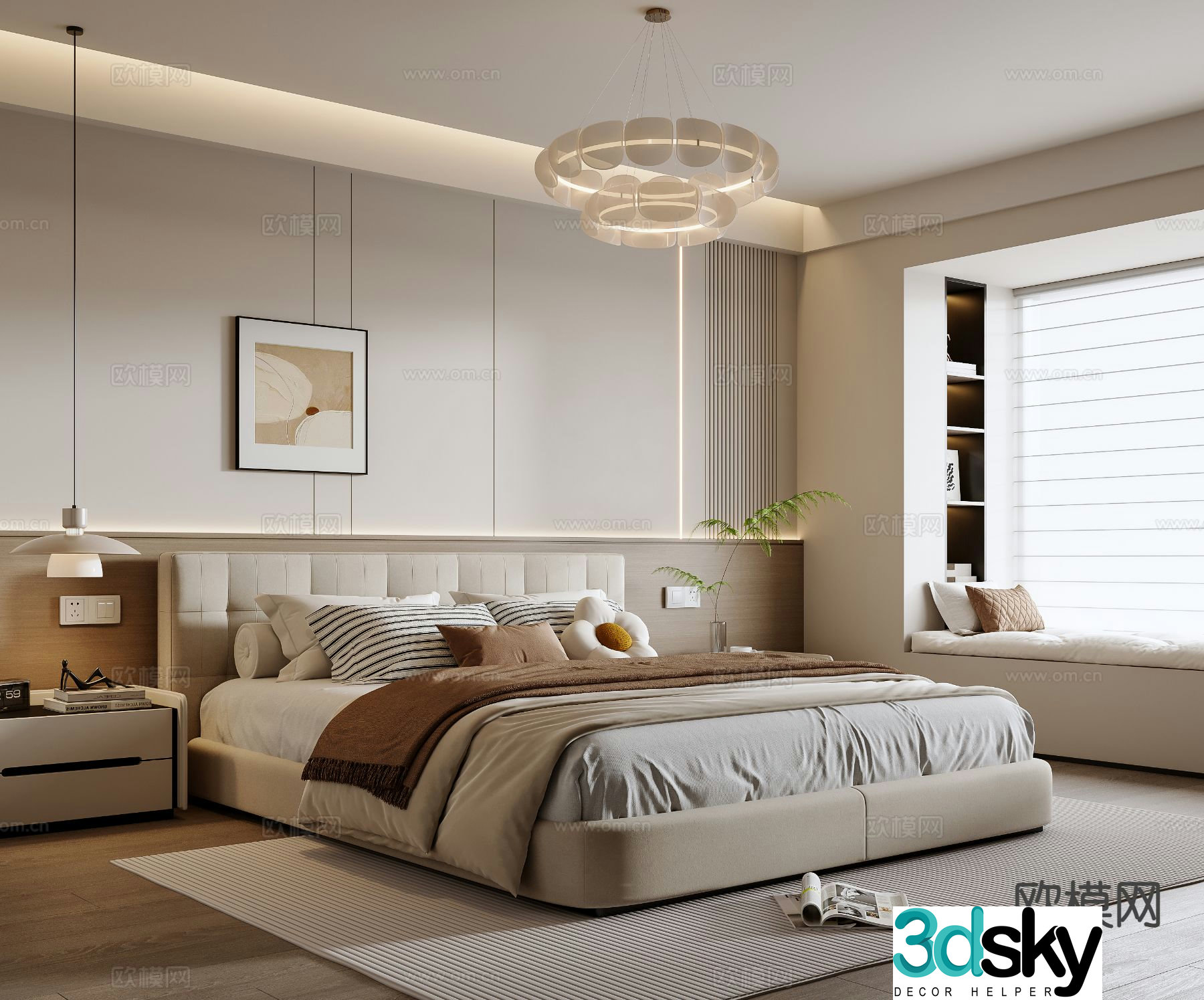 Cream style bedroom master bedroom 3d model