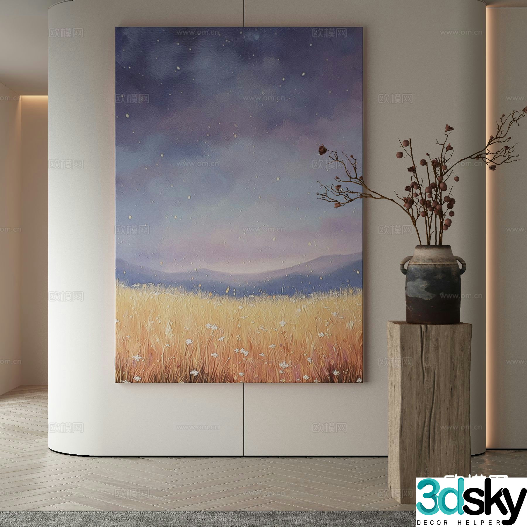 Modern decorative painting starry sky hanging painting oil painting 3d model