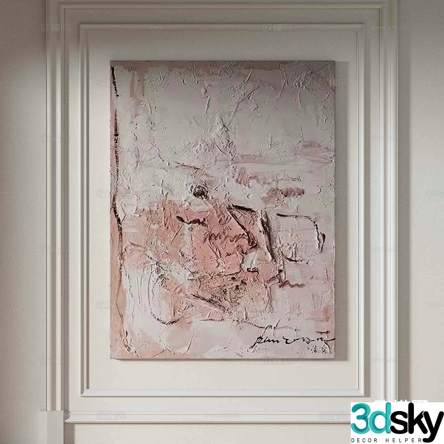Wabi-sabi painting texture painting decorative painting hanging painting 3D model