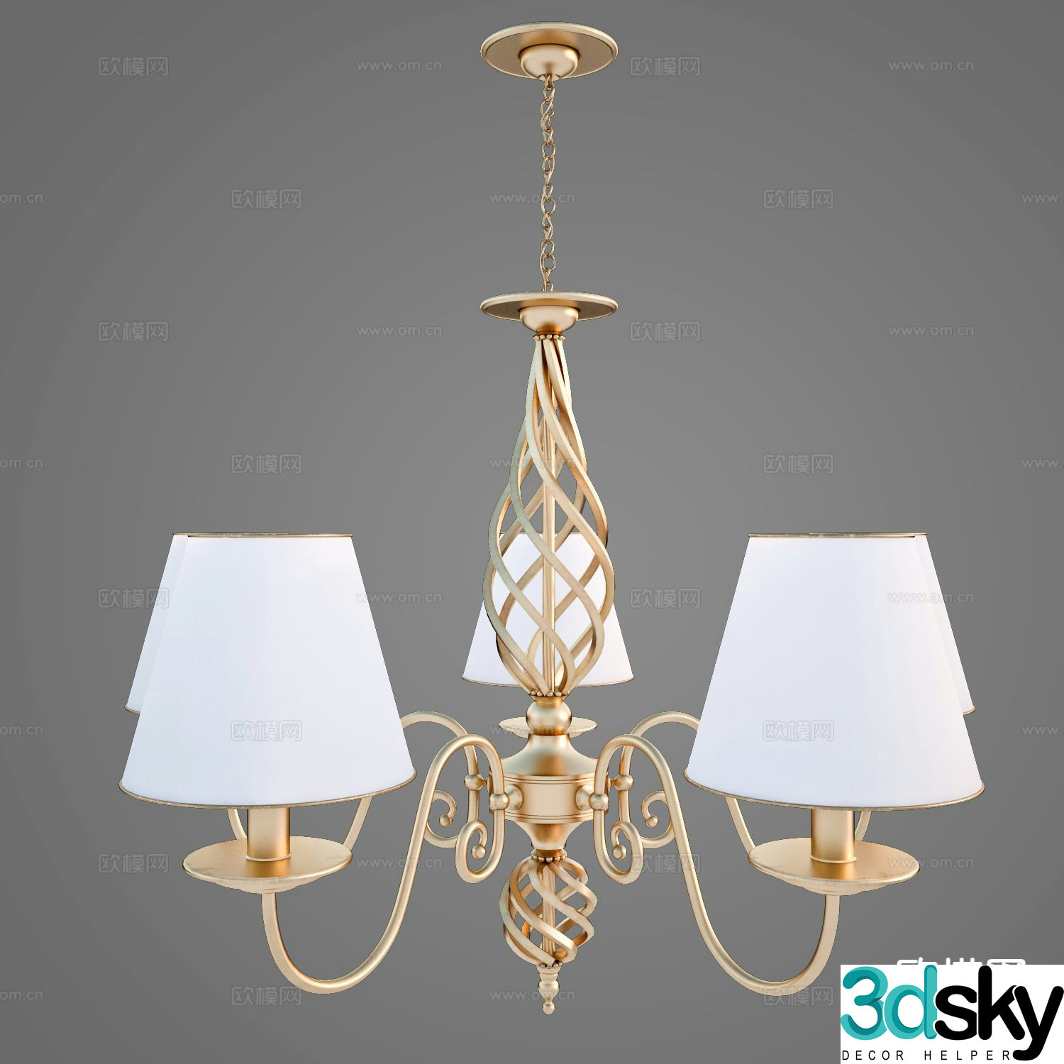 Modern multi-head chandelier 3d model