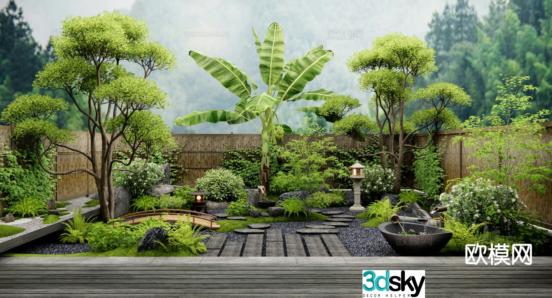 Courtyard landscape dry landscape landscaping flowing water bowl 3D model