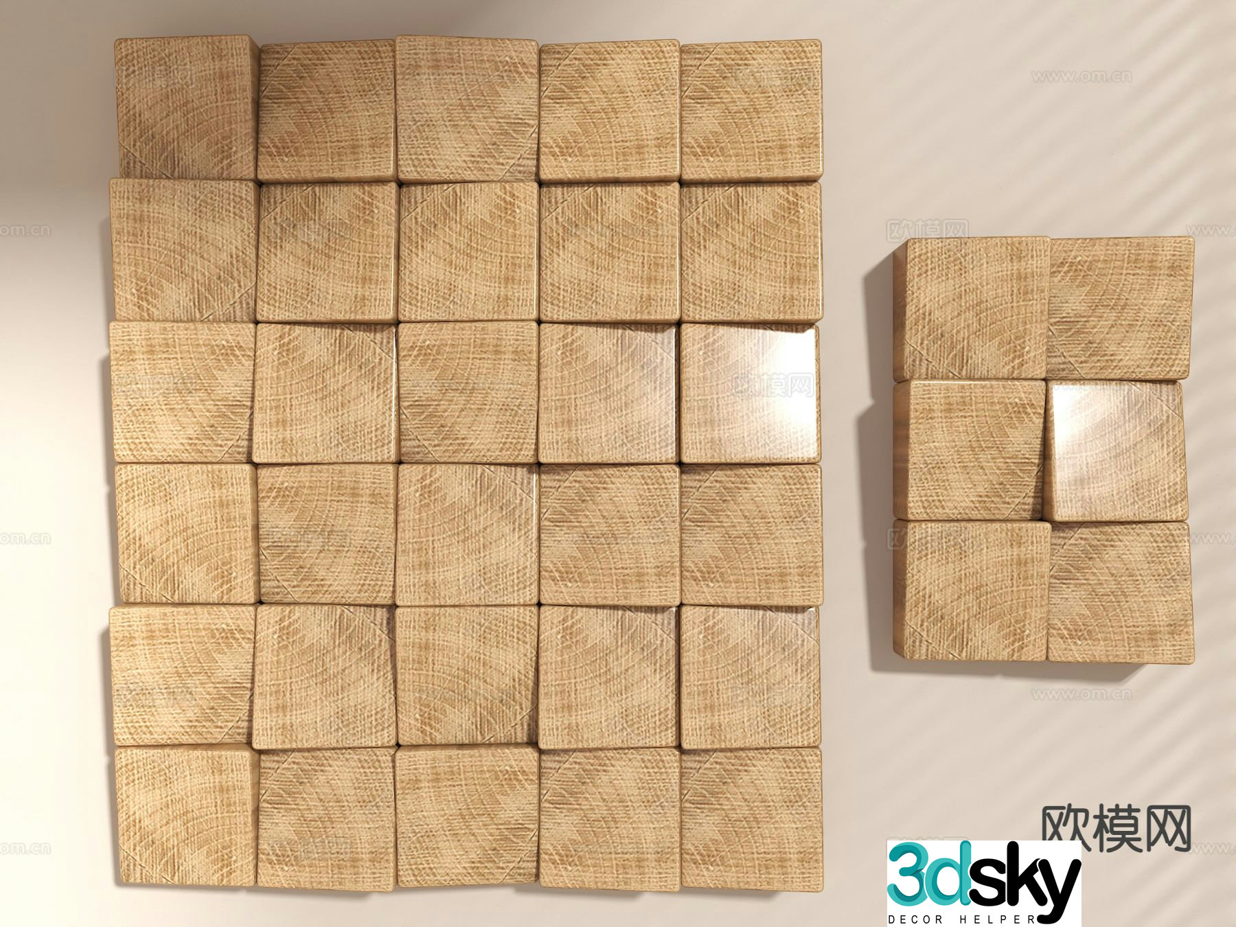Wood mosaic wall decoration three-dimensional wall decoration 3D model