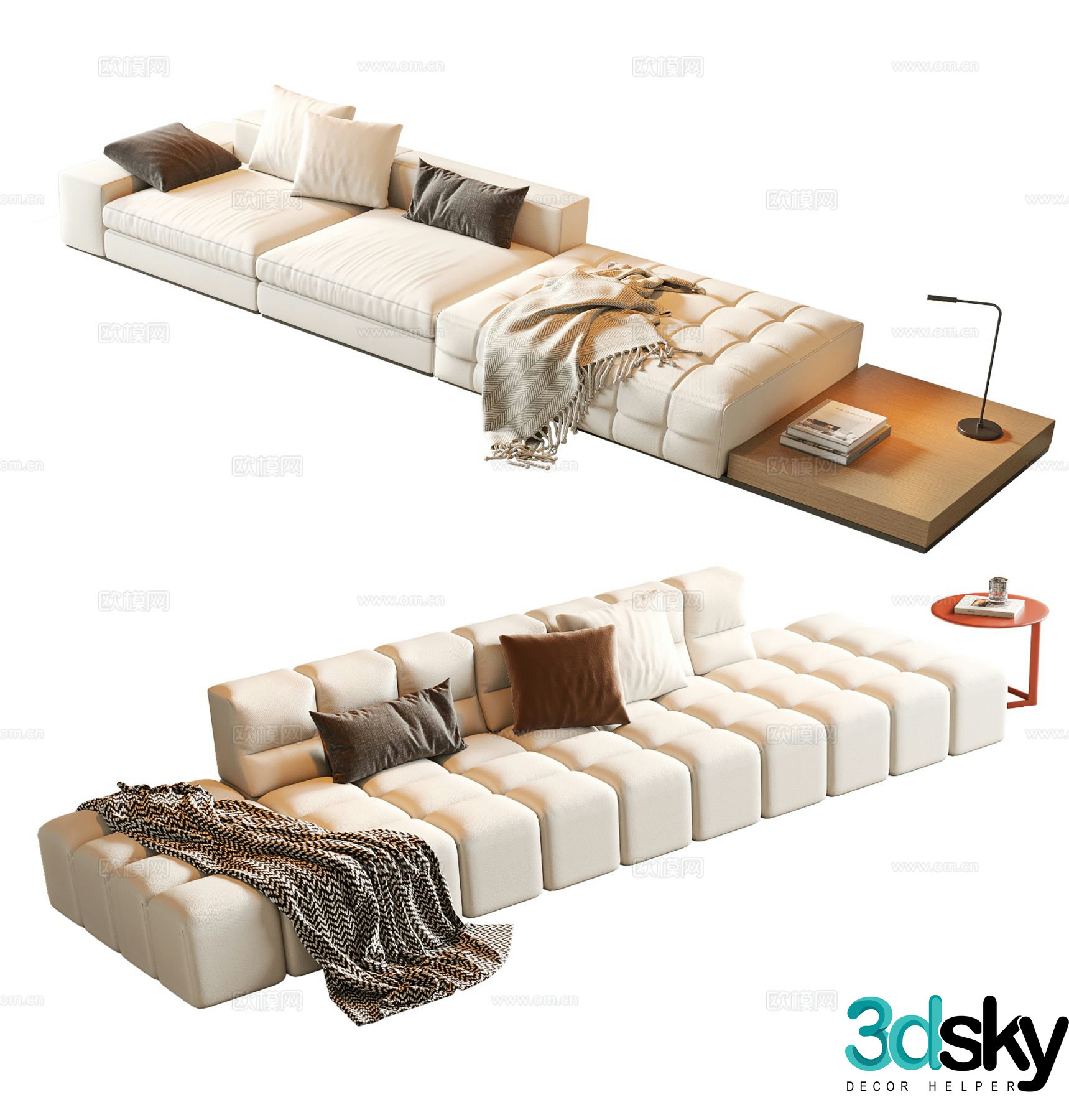 Three seater sofa upholstered sofa 3d model