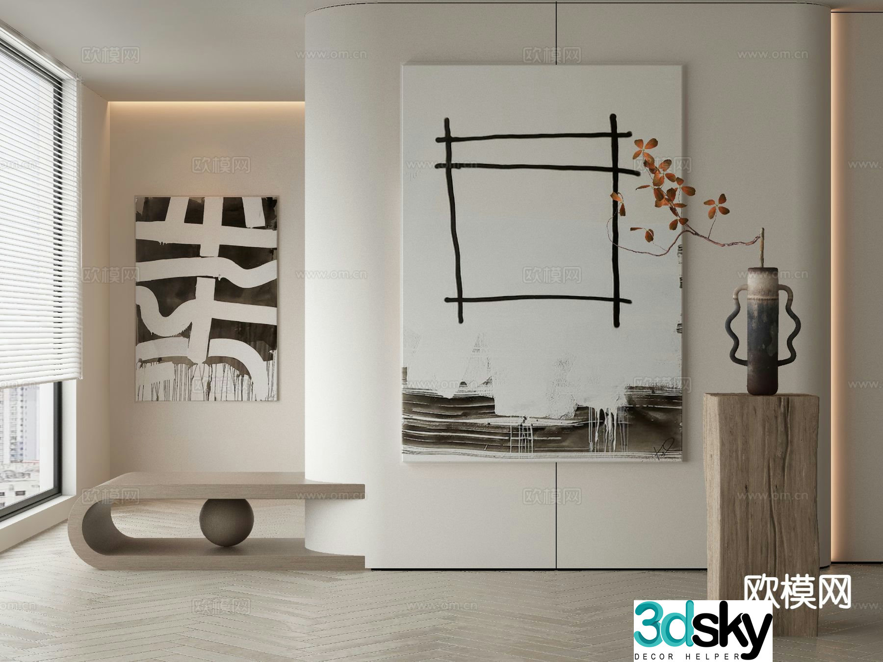Modern decorative painting abstract painting hanging painting 3d model