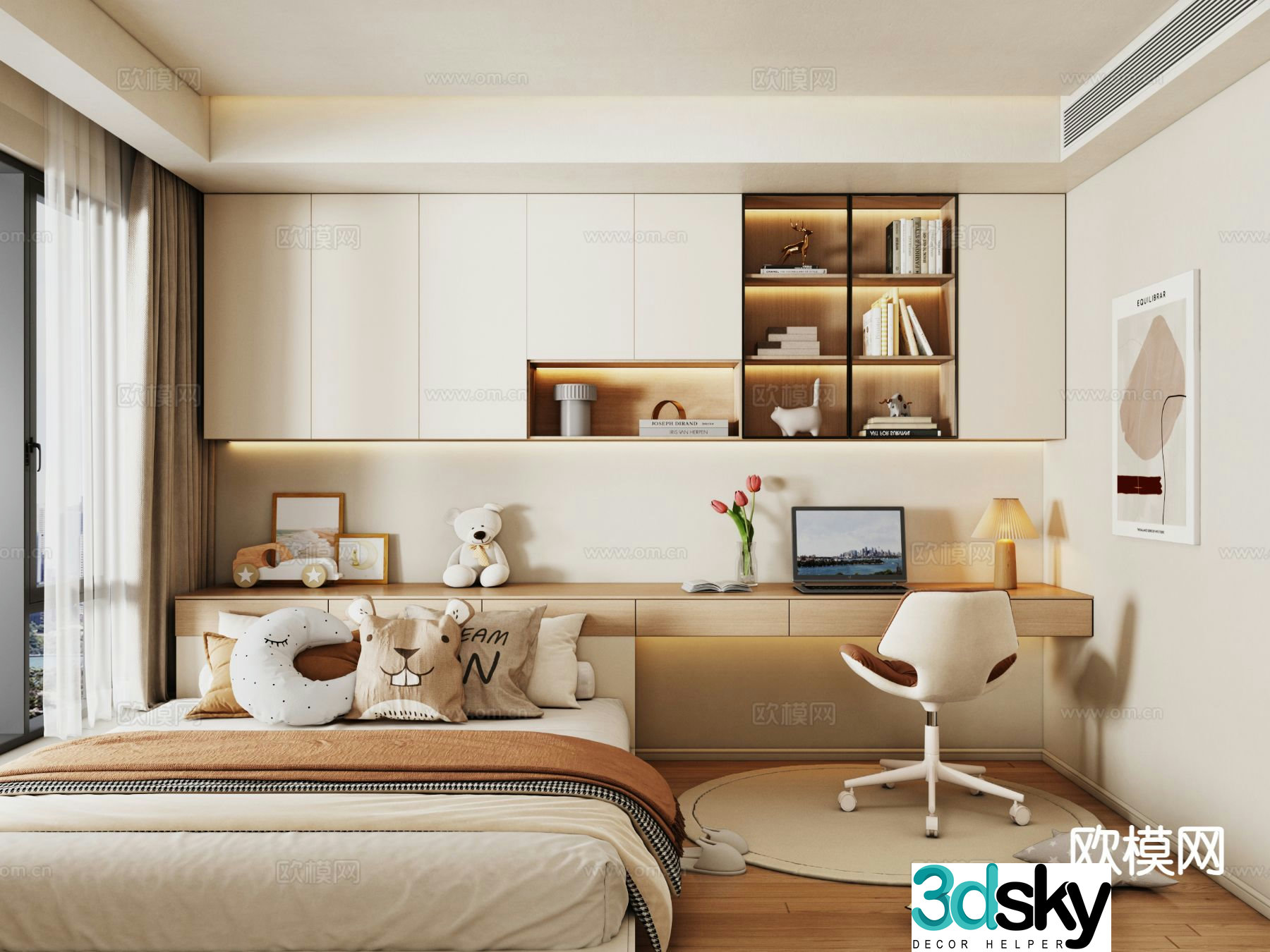 Modern tatami bedroom 3d model