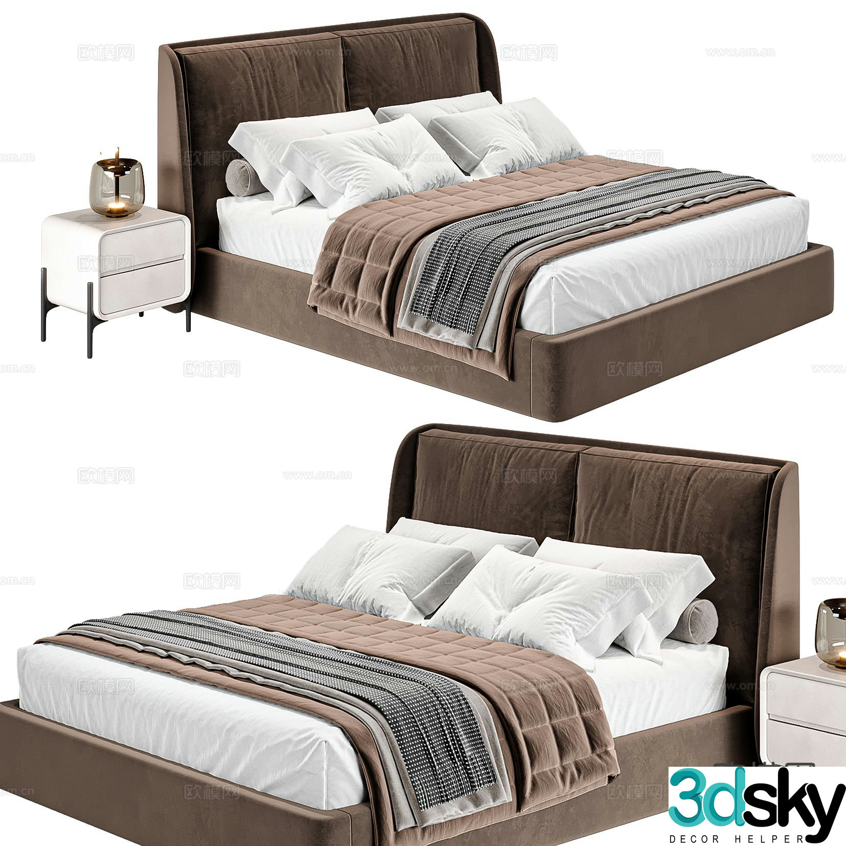 Modern double bed 3d model