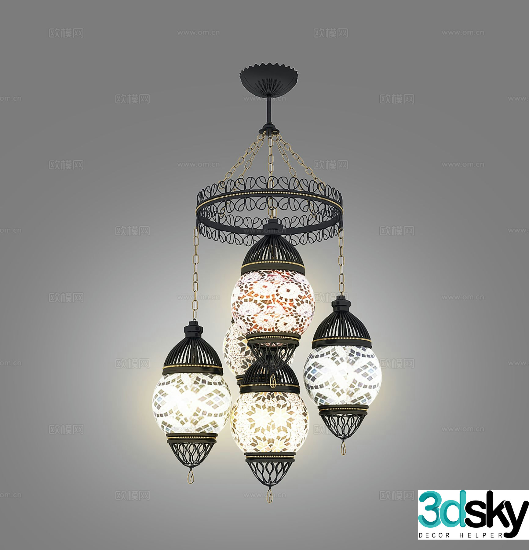 Southeast Asian decorative chandelier 3d model