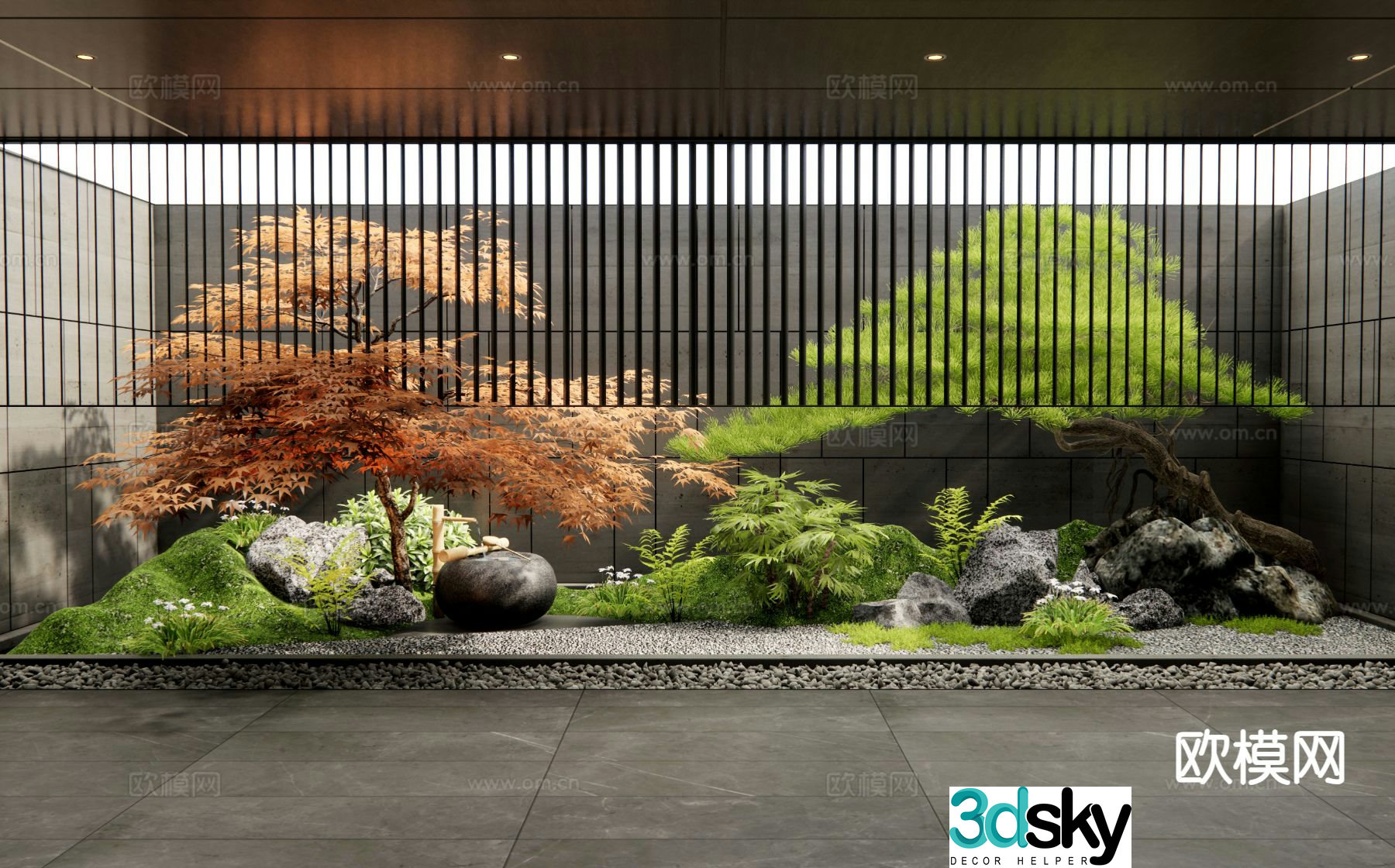 Indoor landscape plant landscaping flowing water bowl 3d model