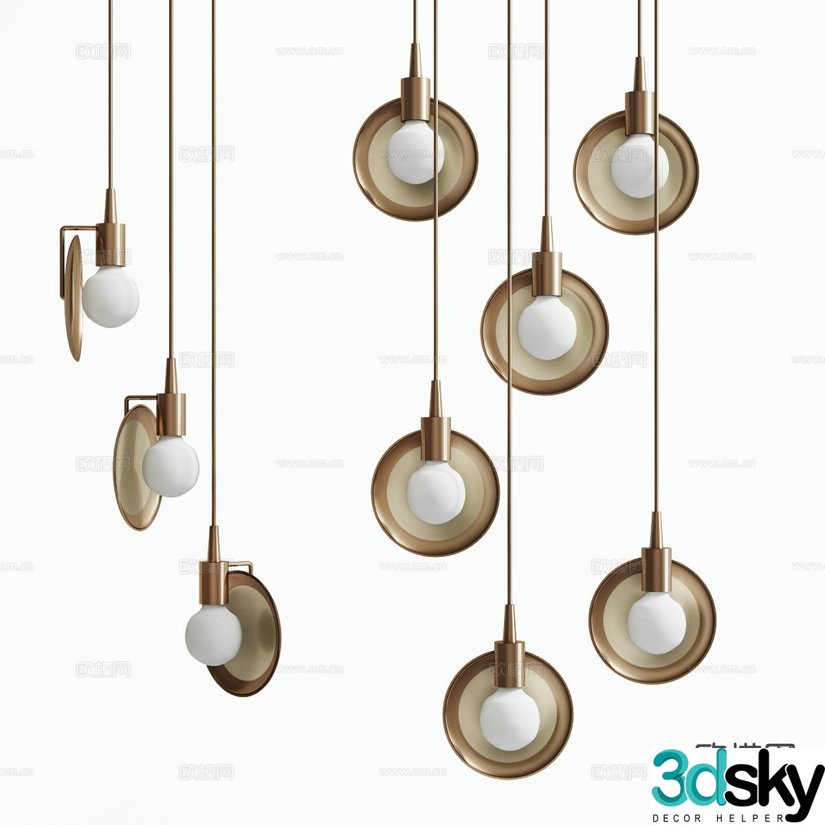 Modern metal chandelier decorative lamp 3d model