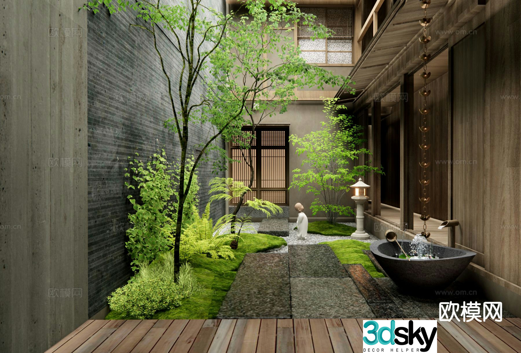 Courtyard landscape patio garden 3d model