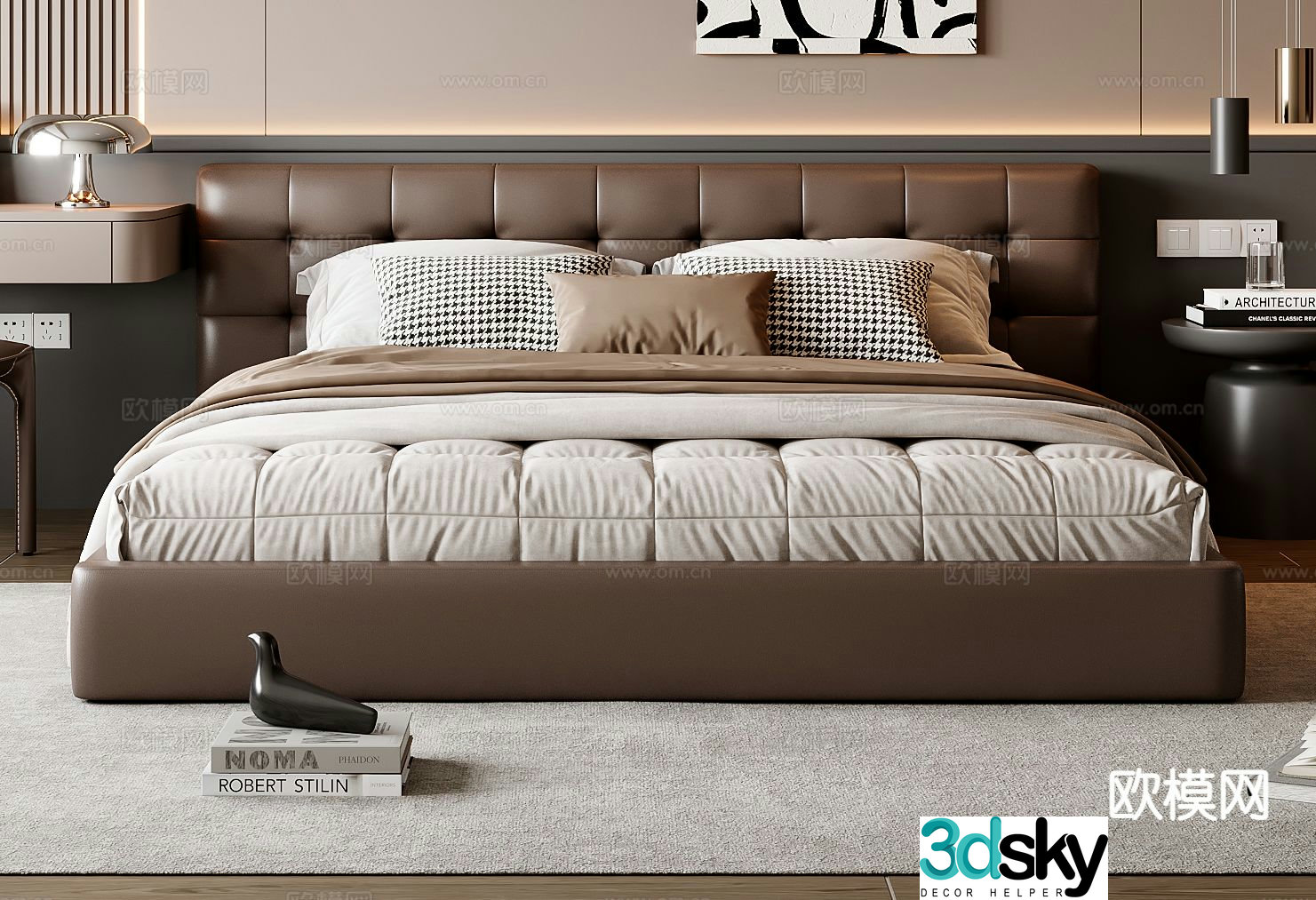 Italian double bed 3d model