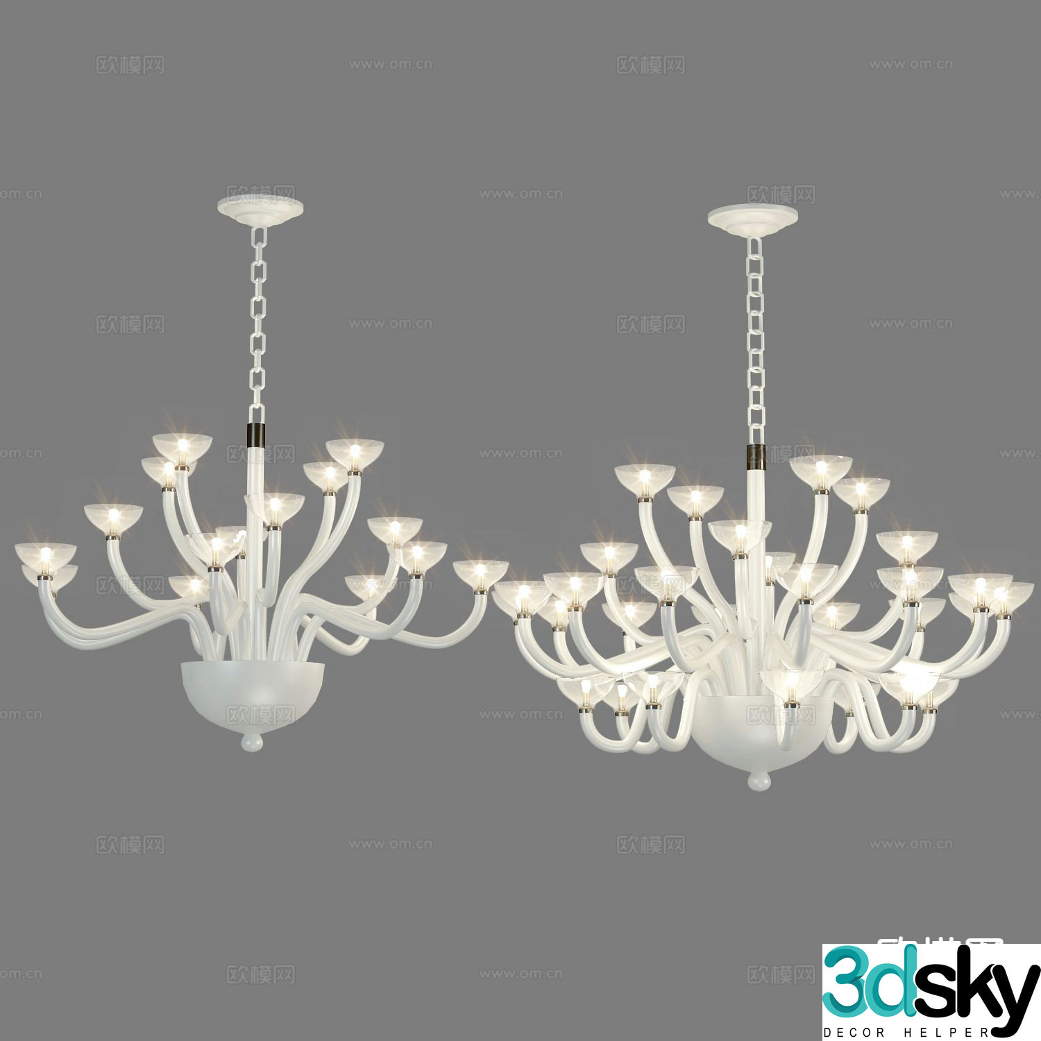 French chandelier multi-head chandelier 3d model