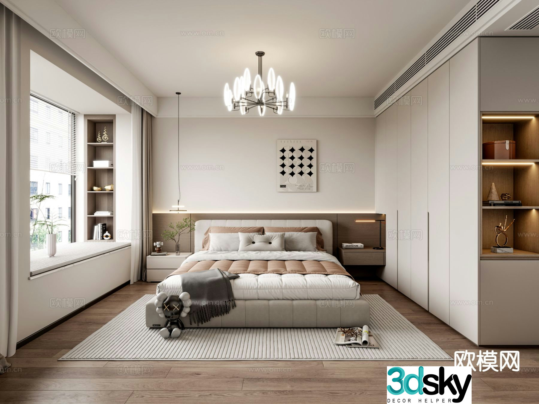 Modern bedroom master bedroom 3d model