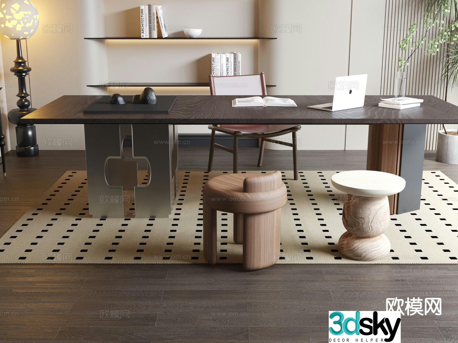 Medieval style desk writing desk computer desk 3d model