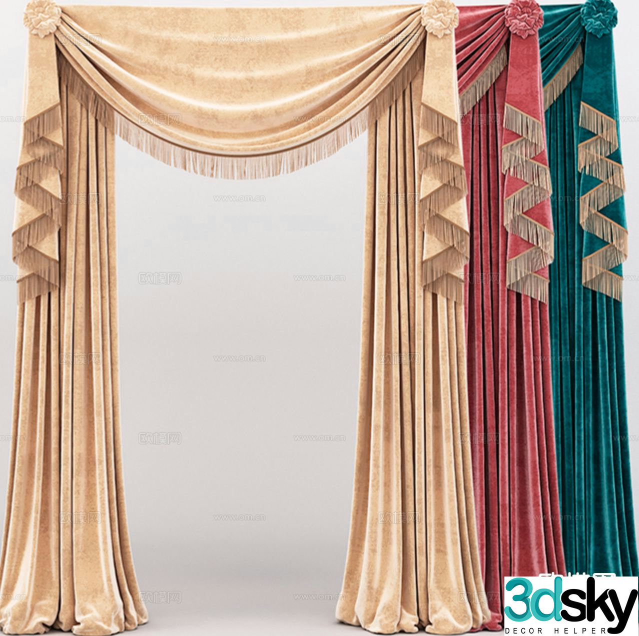 French curtain water ripple curtain head 3D model