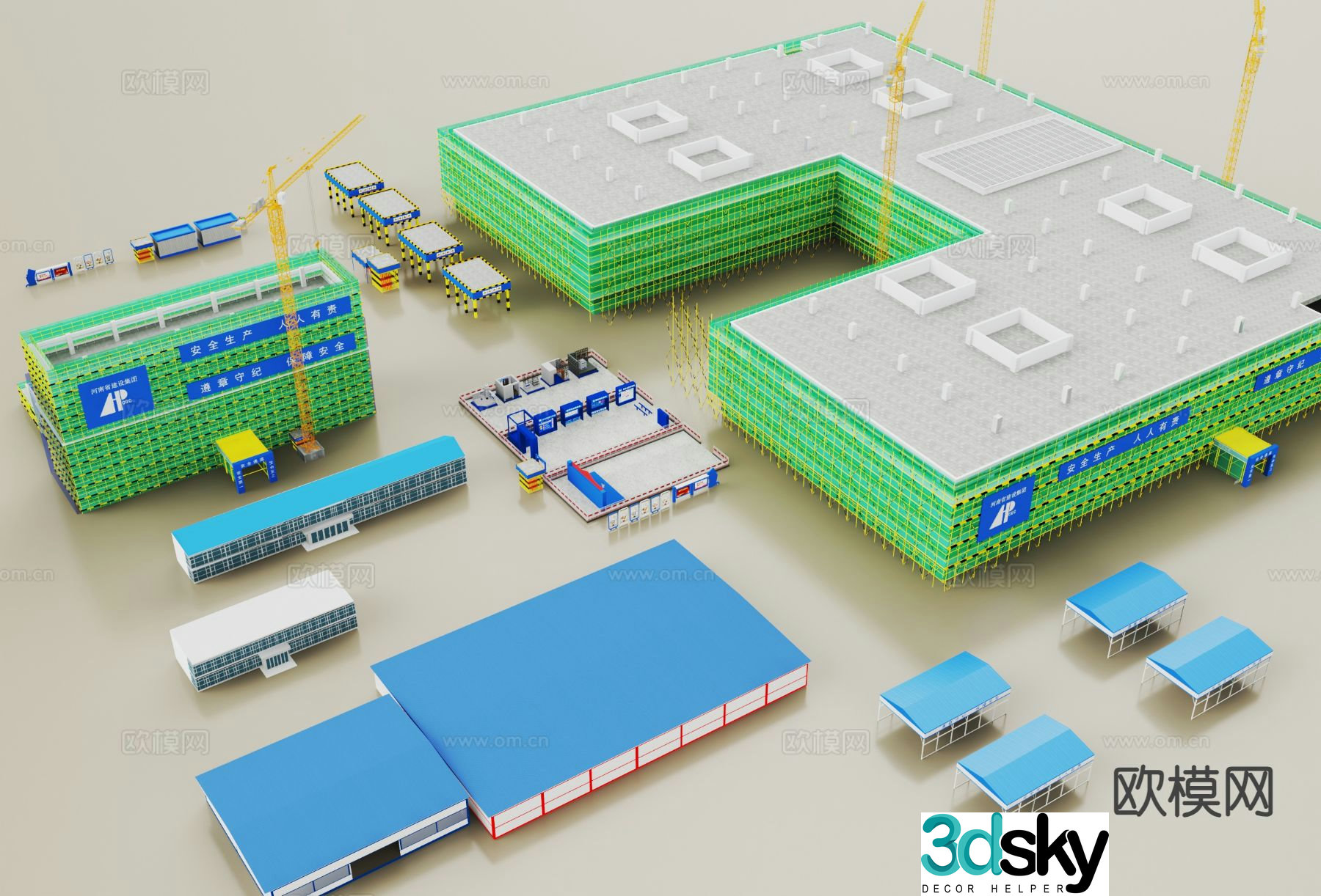 Modern construction site materials construction site project department 3d model