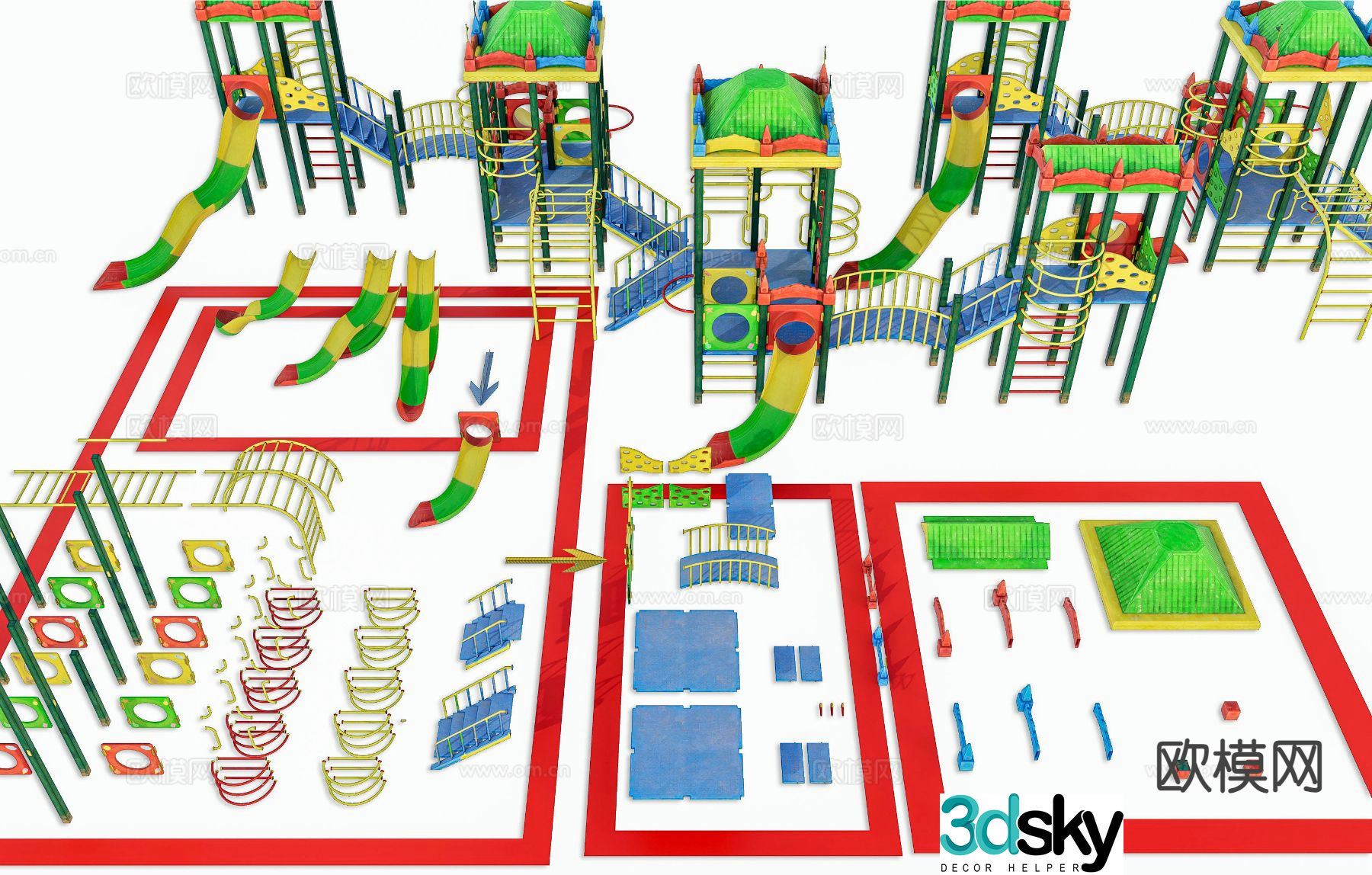 Amusement equipment children's slide sand pool 3D model
