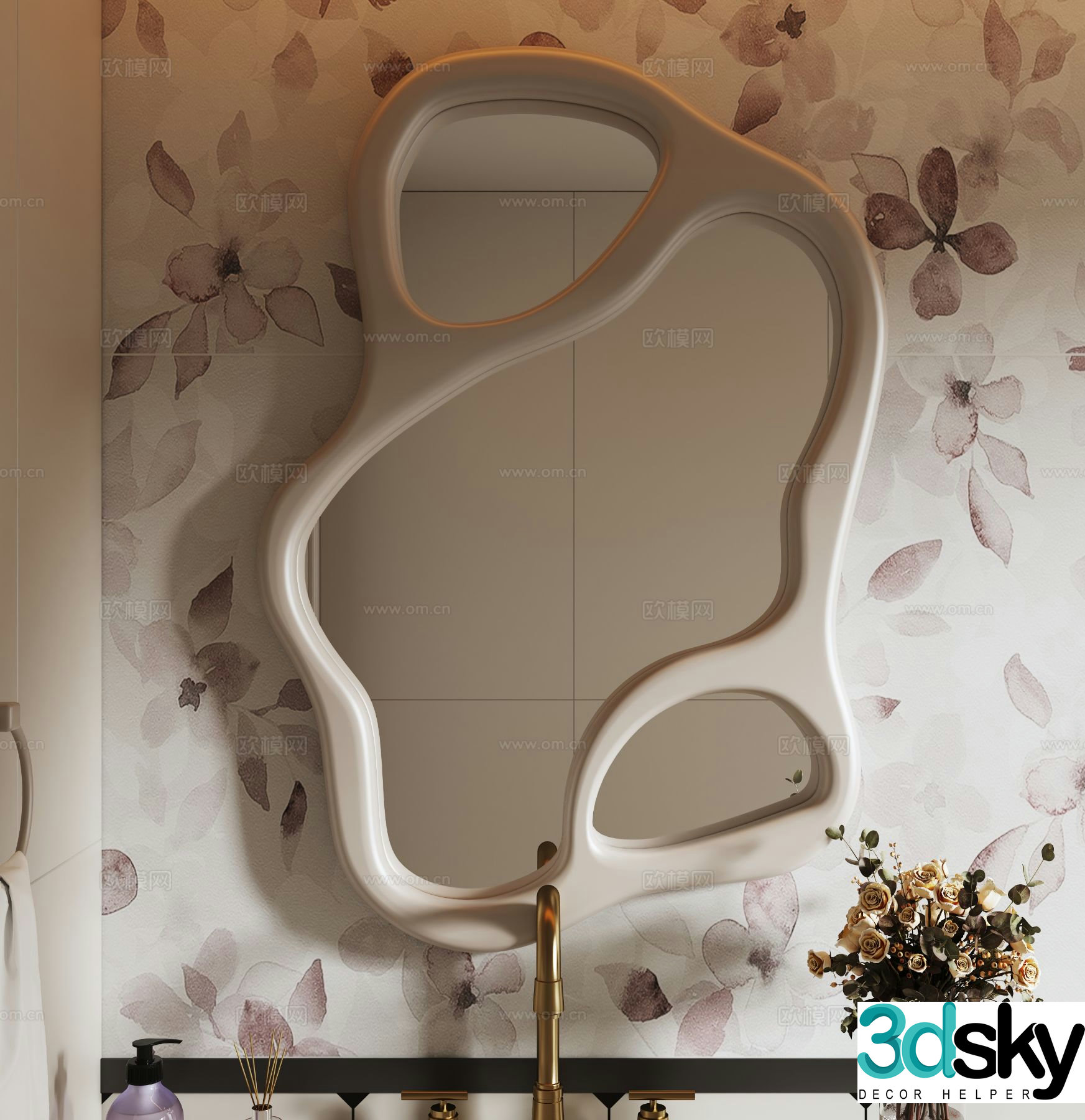 French mirror decorative mirror bathroom mirror 3d model