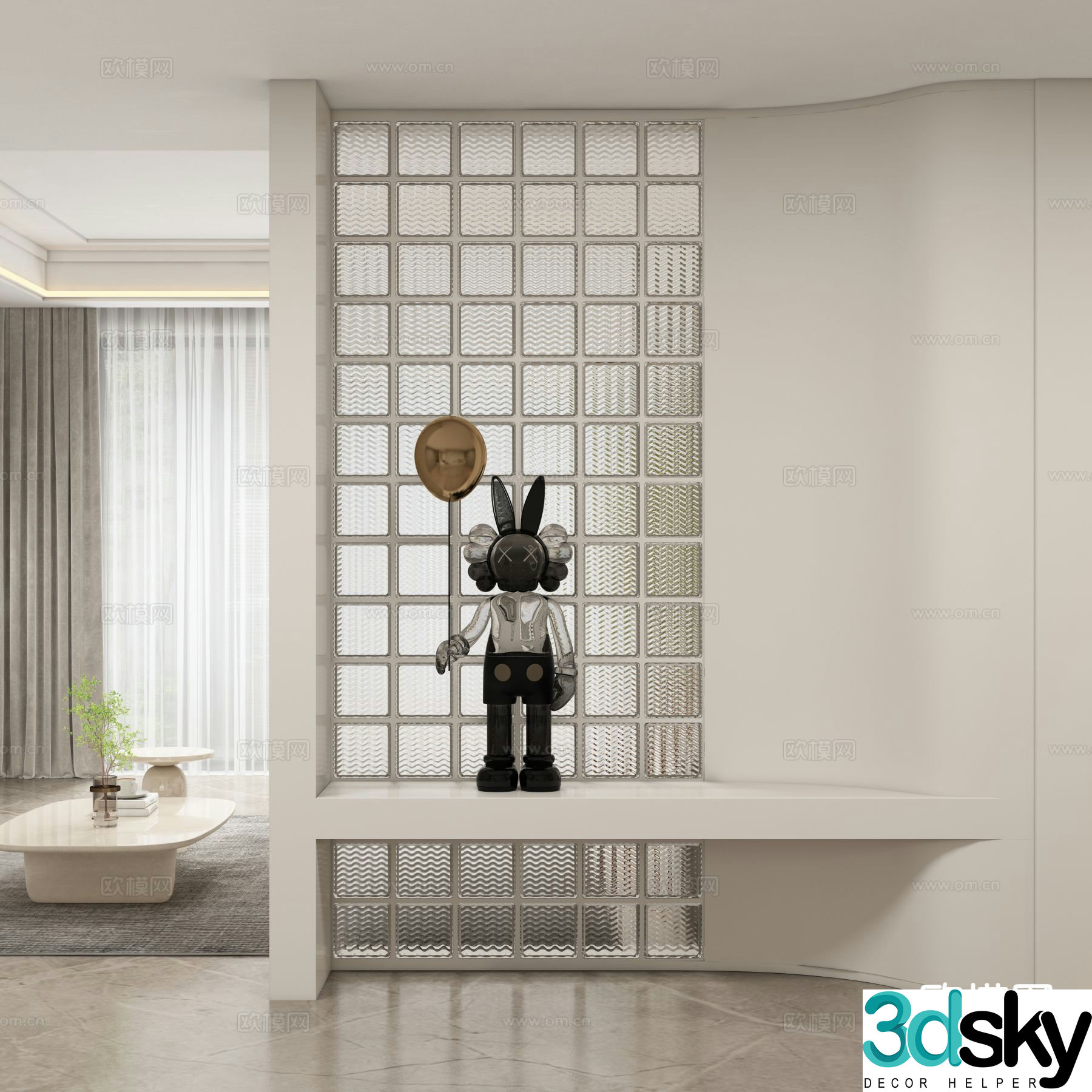 Cream style entrance hall entrance hall aisle 3D model
