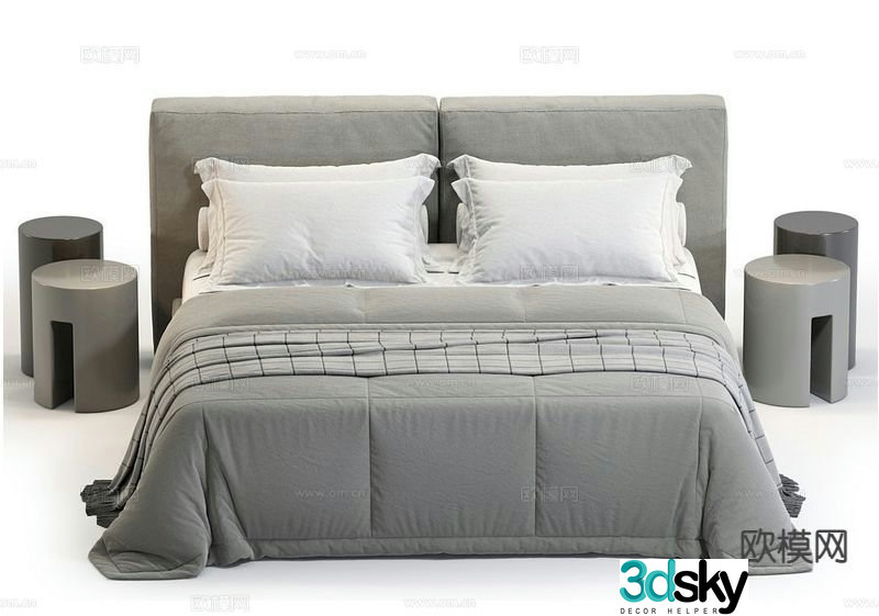 Modern double bed 3d model