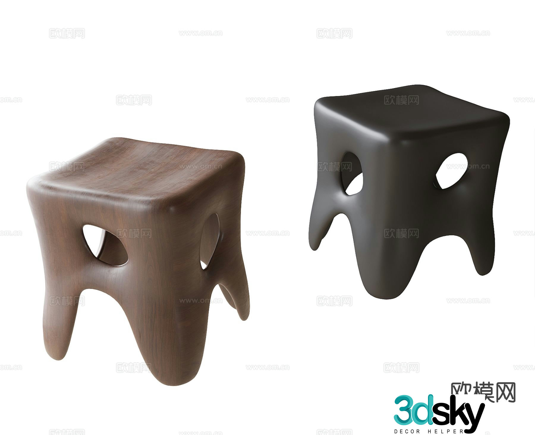 Modern shoe changing stool stool wooden stool 3d model