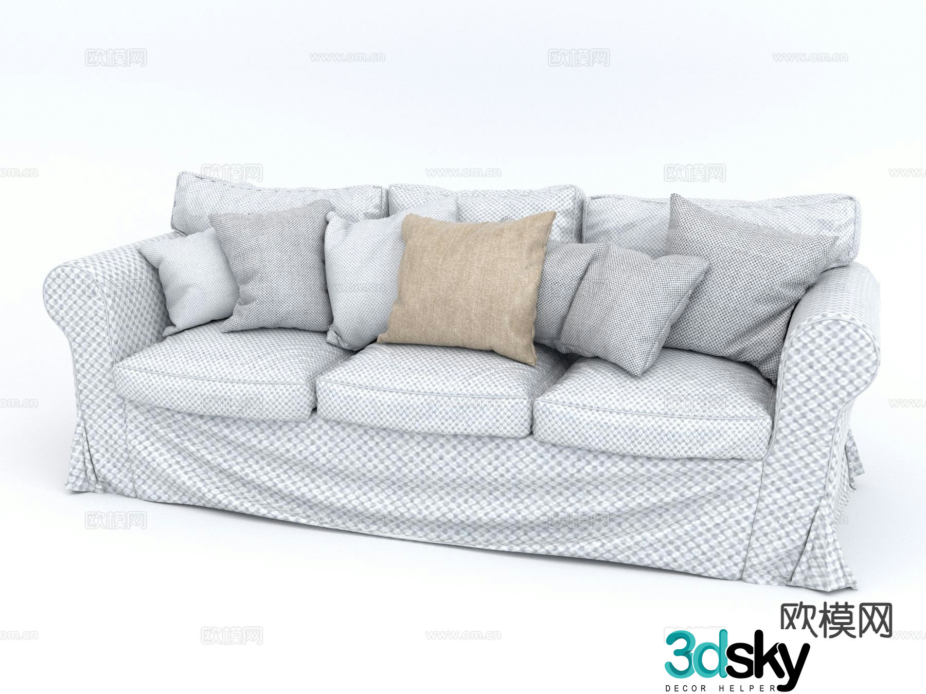 Modern three-seat sofa 3d model