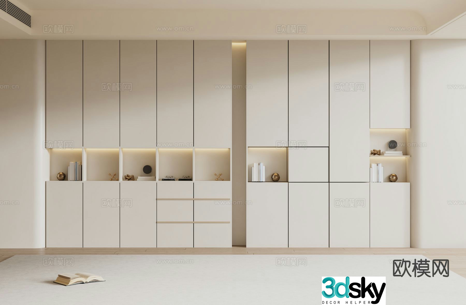 Cream style wardrobe wardrobe 3d model