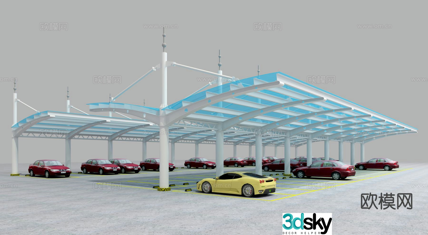 Outdoor parking shed parking space 3d model