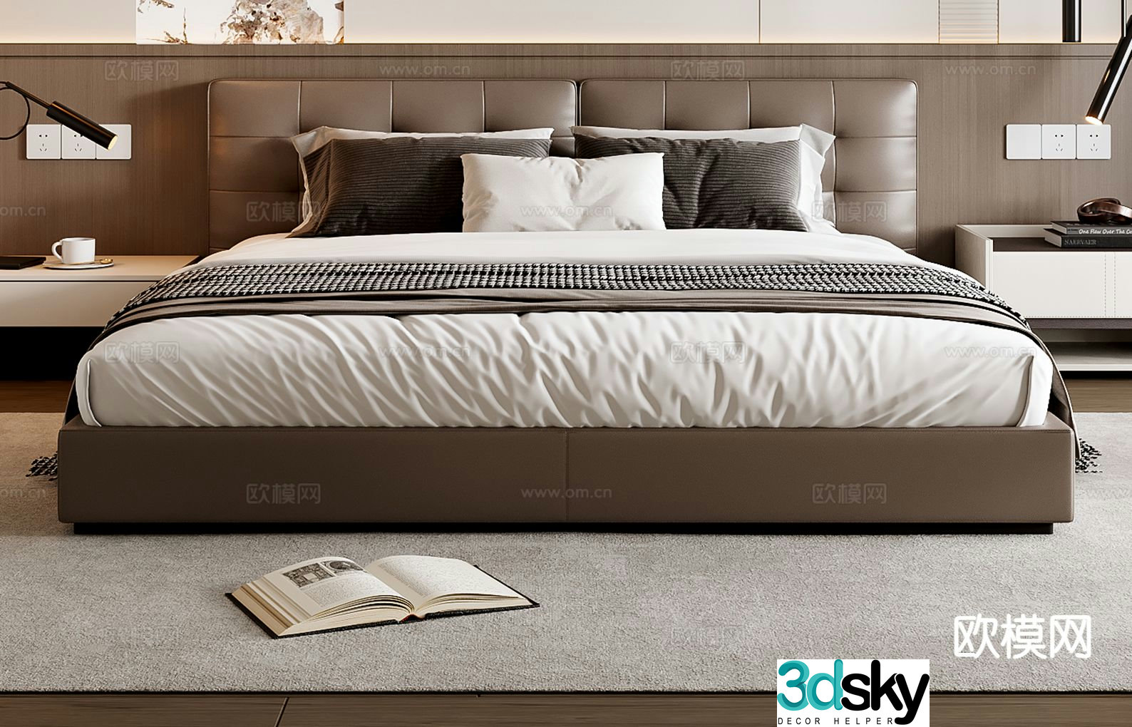 Modern double bed 3d model