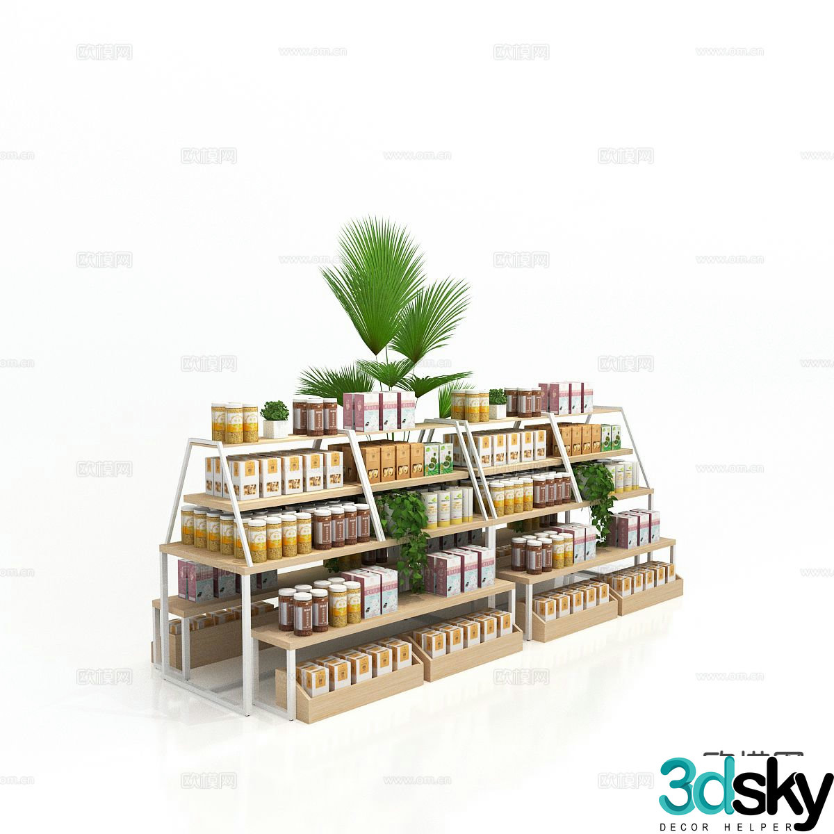 Modern snack rack supermarket promotion pile fresh food supermarket rack 3d model