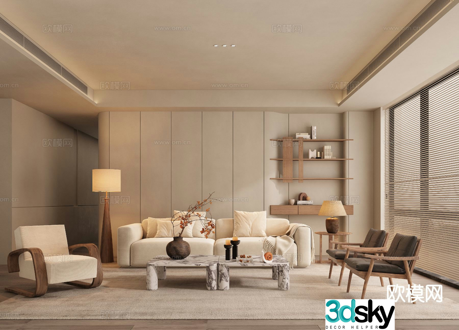 Wabi-sabi living room 3d model