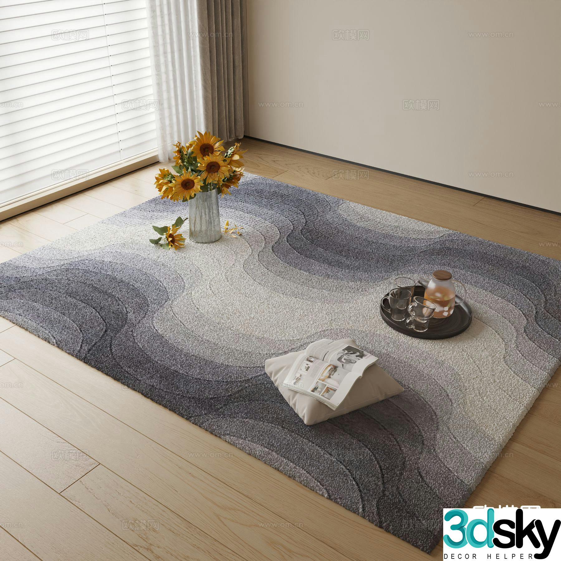 Modern carpet square rug 3d model