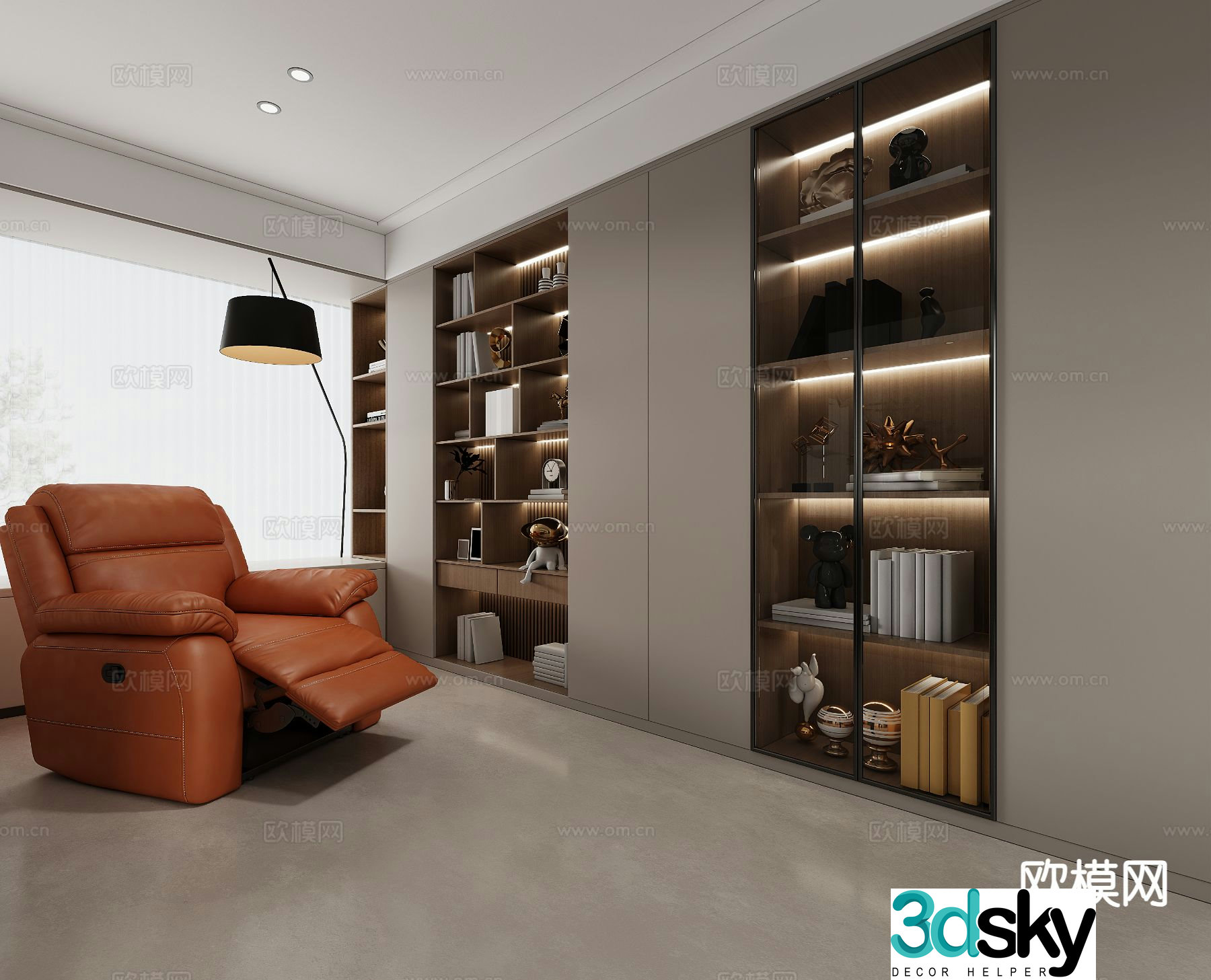 Modern bookcase display cabinet 3d model