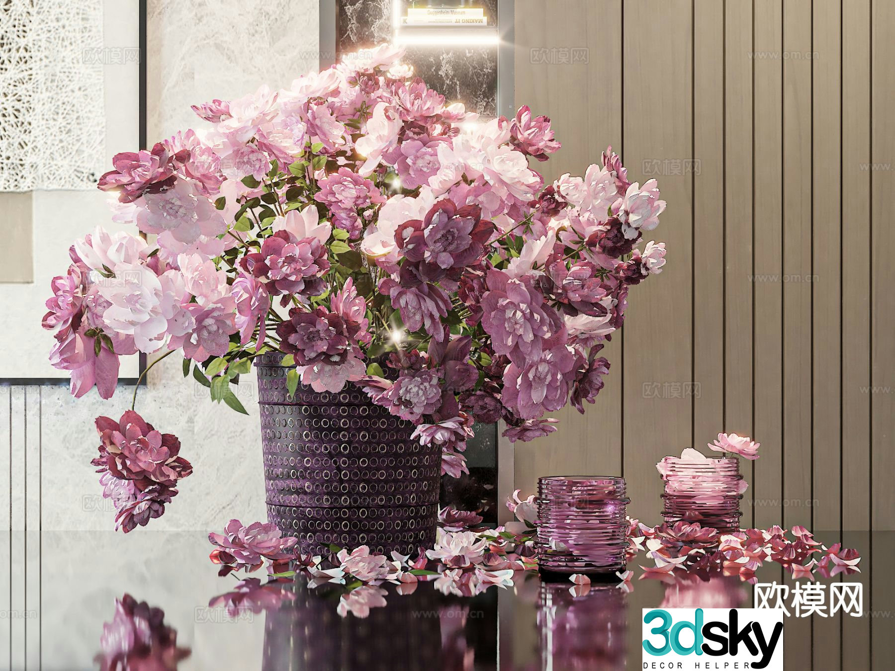 modern vase floral arrangement flower arrangement flowers 3d model