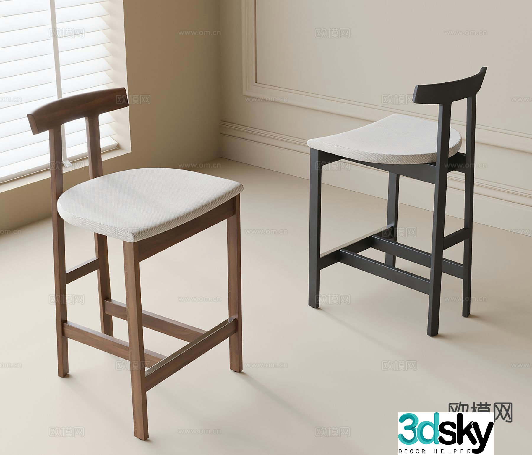 Wabi Sabi bar stool bar stool high stool 3d model