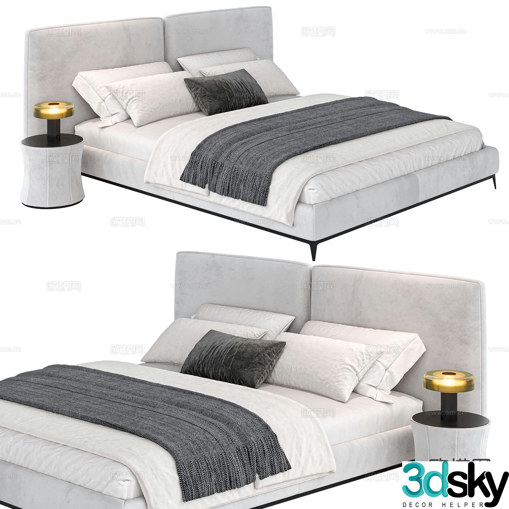 Modern double bed 3d model