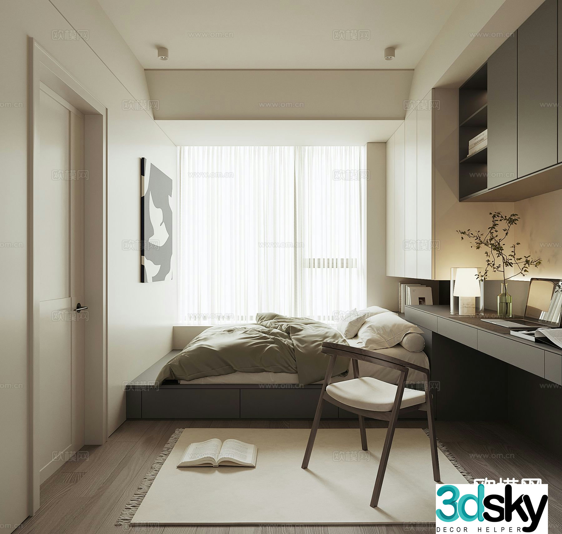 Modern tatami bedroom 3d model