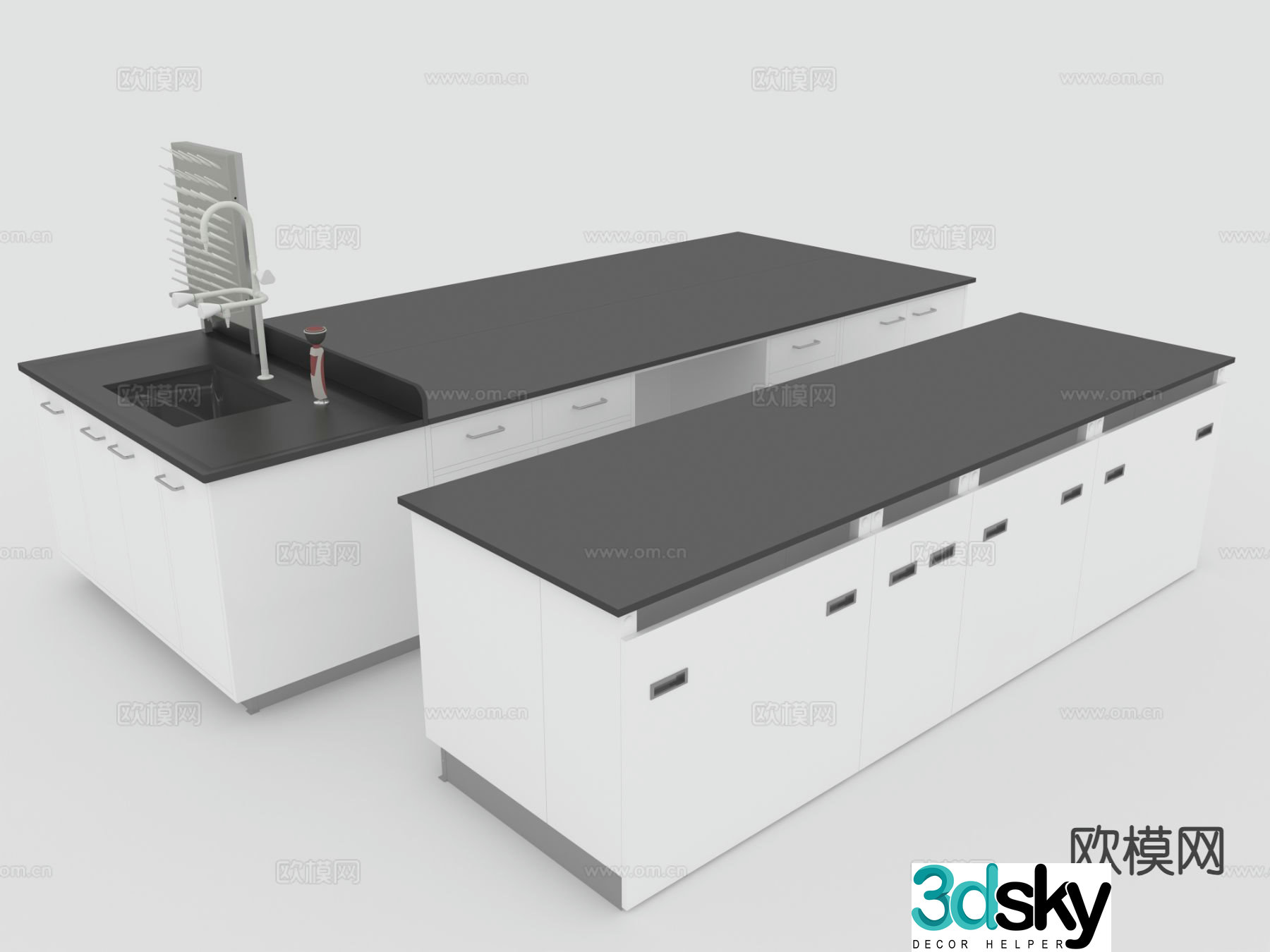 Modern experimental bench central console 3d model