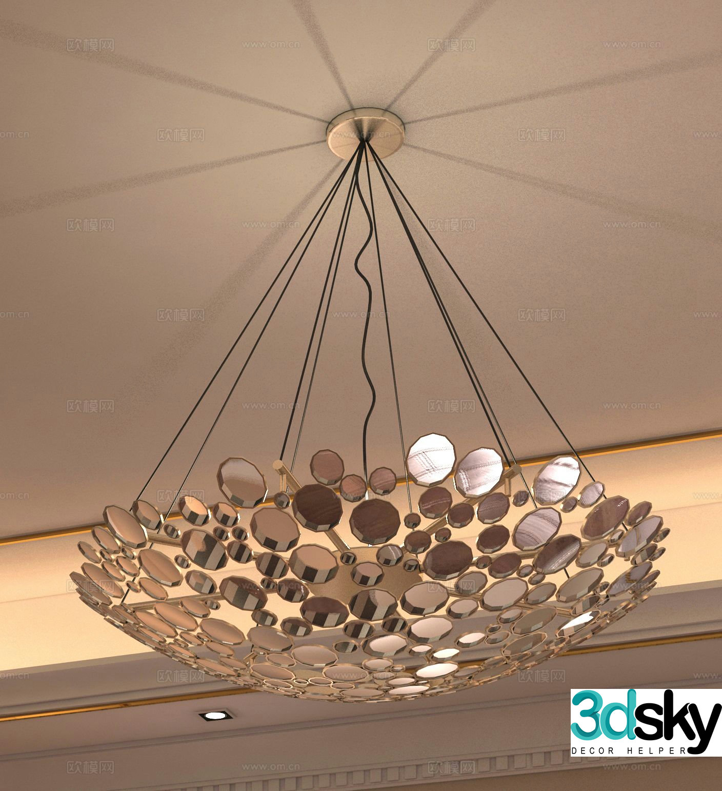 Modern sequin chandelier decorative lamp 3d model